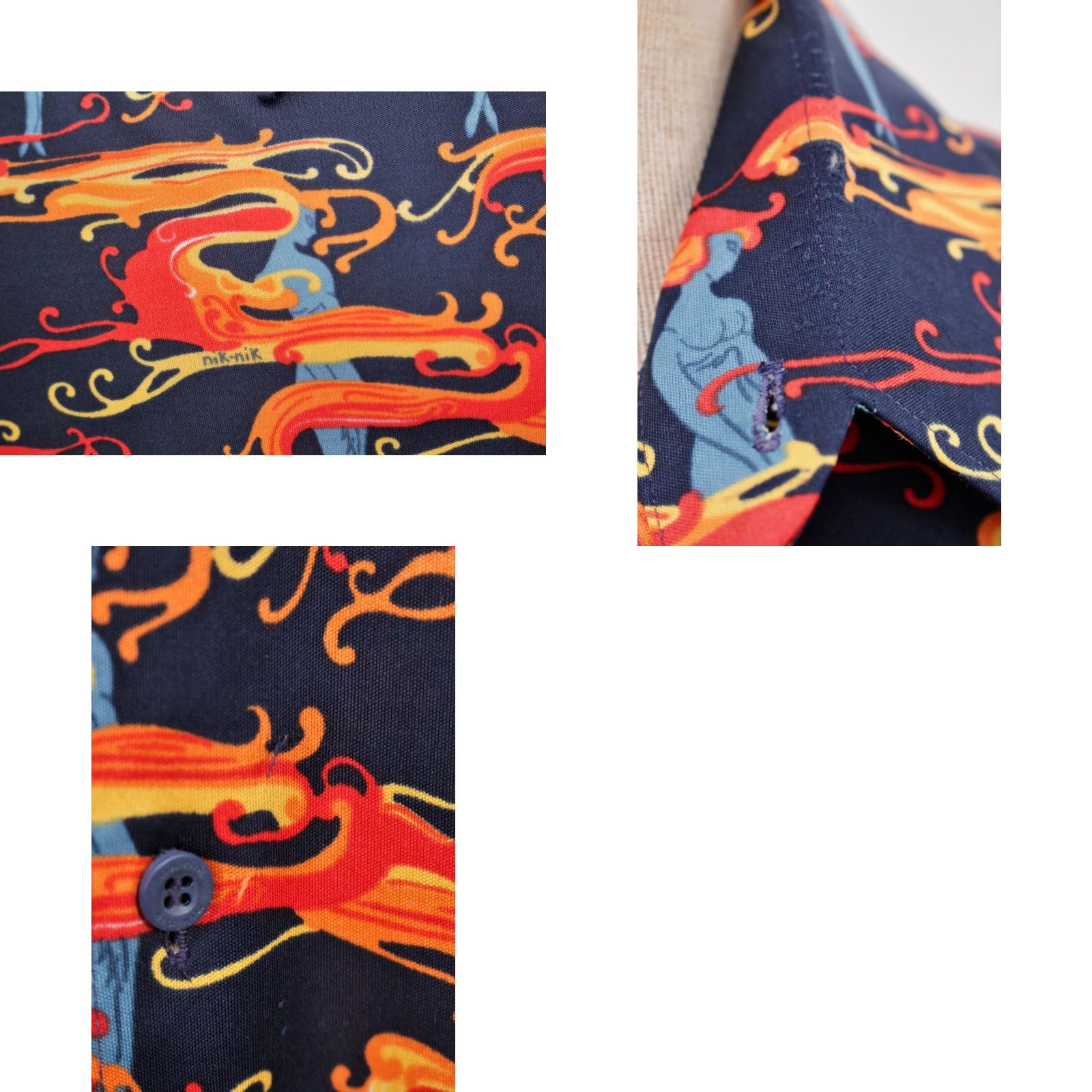Vintage VINTAGE Nik-Nik Shirt 70s Mens Polyester Print Flame Erte Woman Sz M Blue Disco 1970s Size US M / EU 48-50 / 2 - 8 Thumbnail