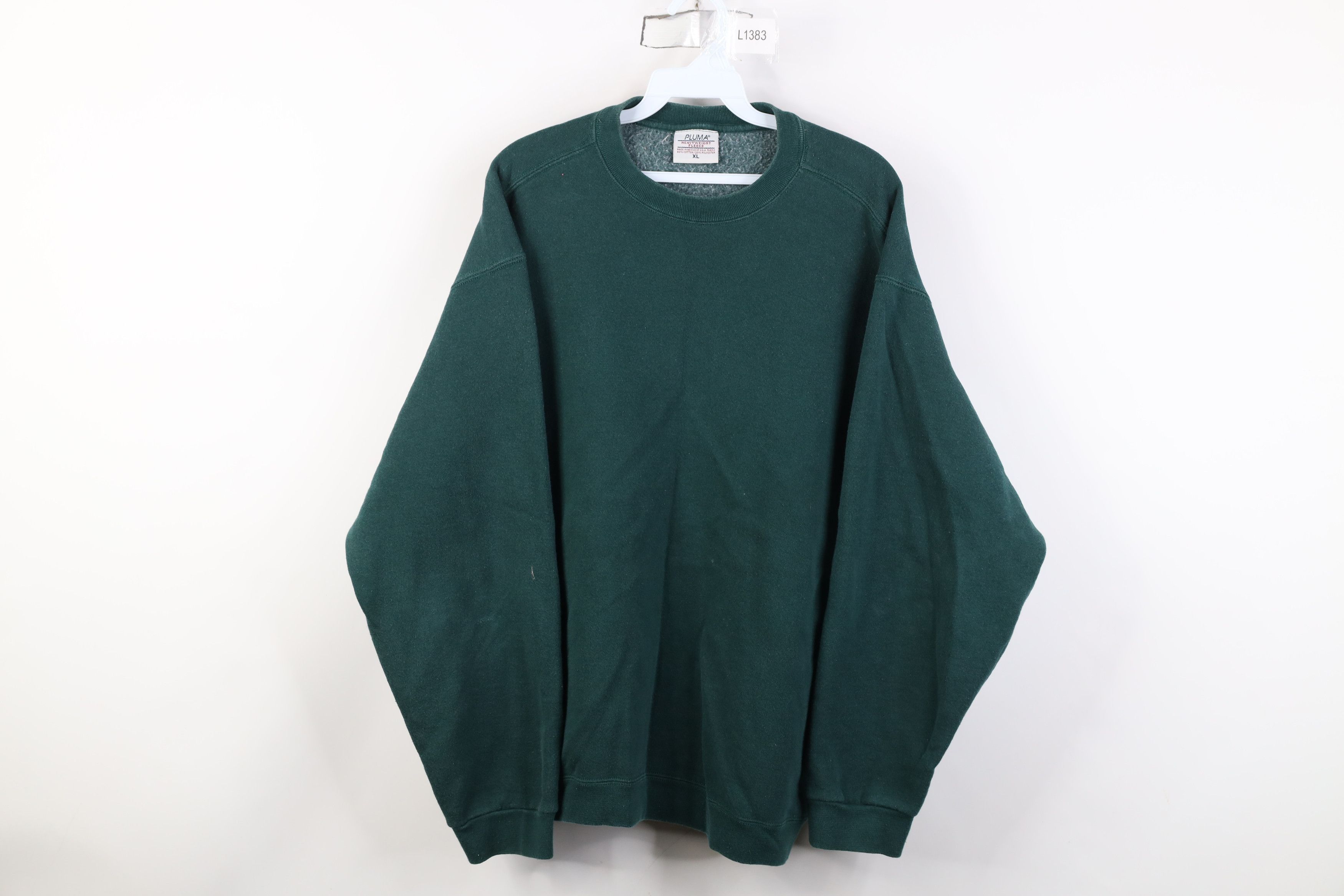 Vintage Vintage 90s Streetwear Blank Heavy Crewneck Sweatshirt Green Size US XL / EU 56 / 4 - 1 Thumbnail