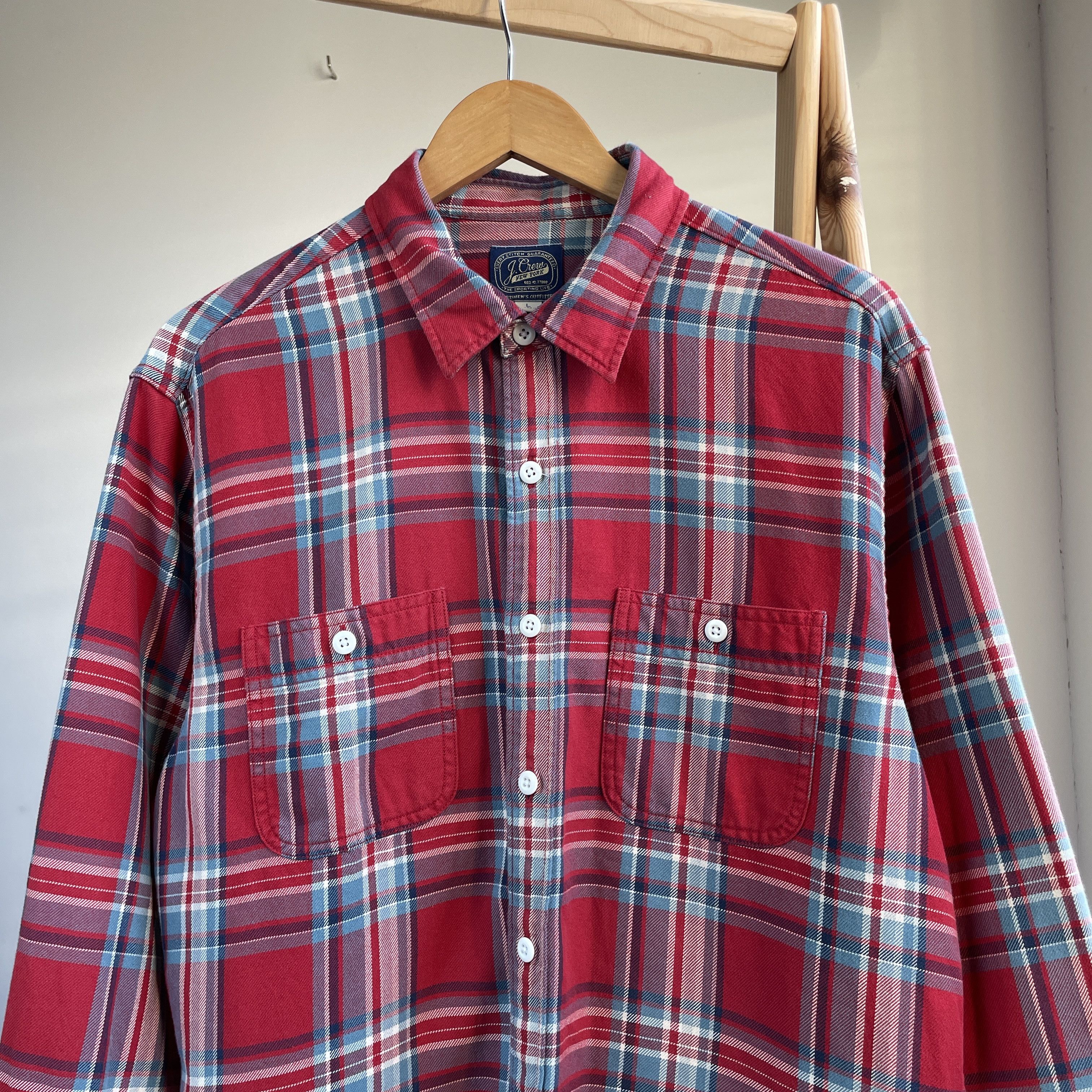 J.Crew J.Crew Red Plaid Flannel Shirt Size L Size US L / EU 52-54 / 3 - 3 Thumbnail