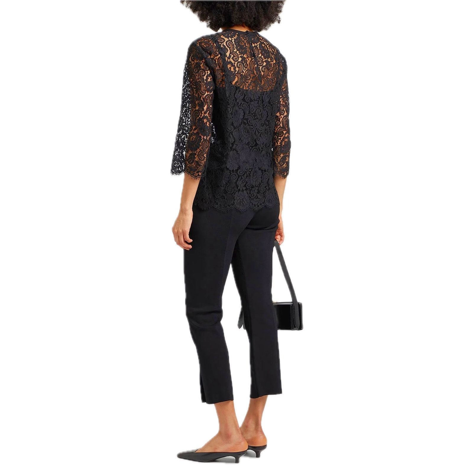 Dolce & Gabbana Dolce & Gabbana Black Lace 3/4 Sleeve Top Blouse IT 38 XS Size XS / US 0-2 / IT 36-38 - 3 Thumbnail