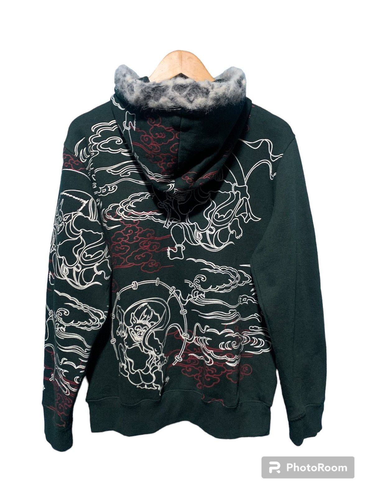 If Six Was Nine × Japanese Brand × Le Grande Bleu (L.G.B.) Sukajan fujin raijin fur hoodie over printed japanese style Size US L / EU 52-54 / 3 - 7 Thumbnail