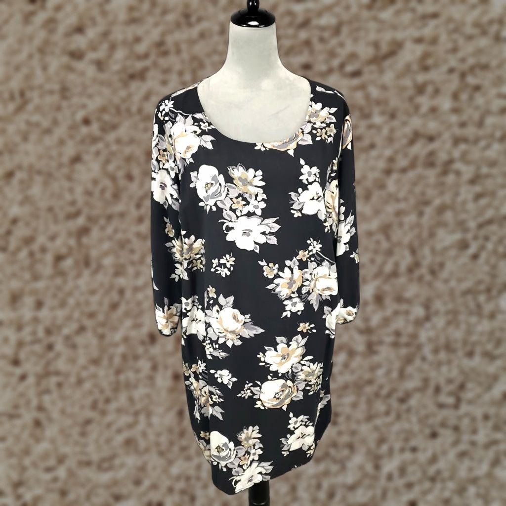 Old Navy Old Navy Tunic Womens 2XL Black White Floral Zip Back Mini Dress Dark XXL Size XXL / US 16-18 / IT 52-54 - 1 Thumbnail