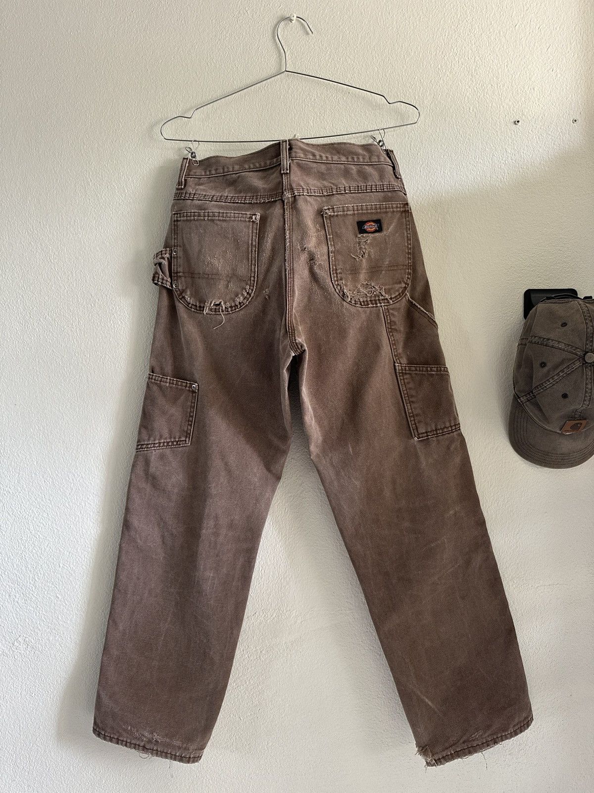 Dickies (31x30) Trashed Dickies Carpenter Pants Dark Brown Size US 31 - 7 Thumbnail