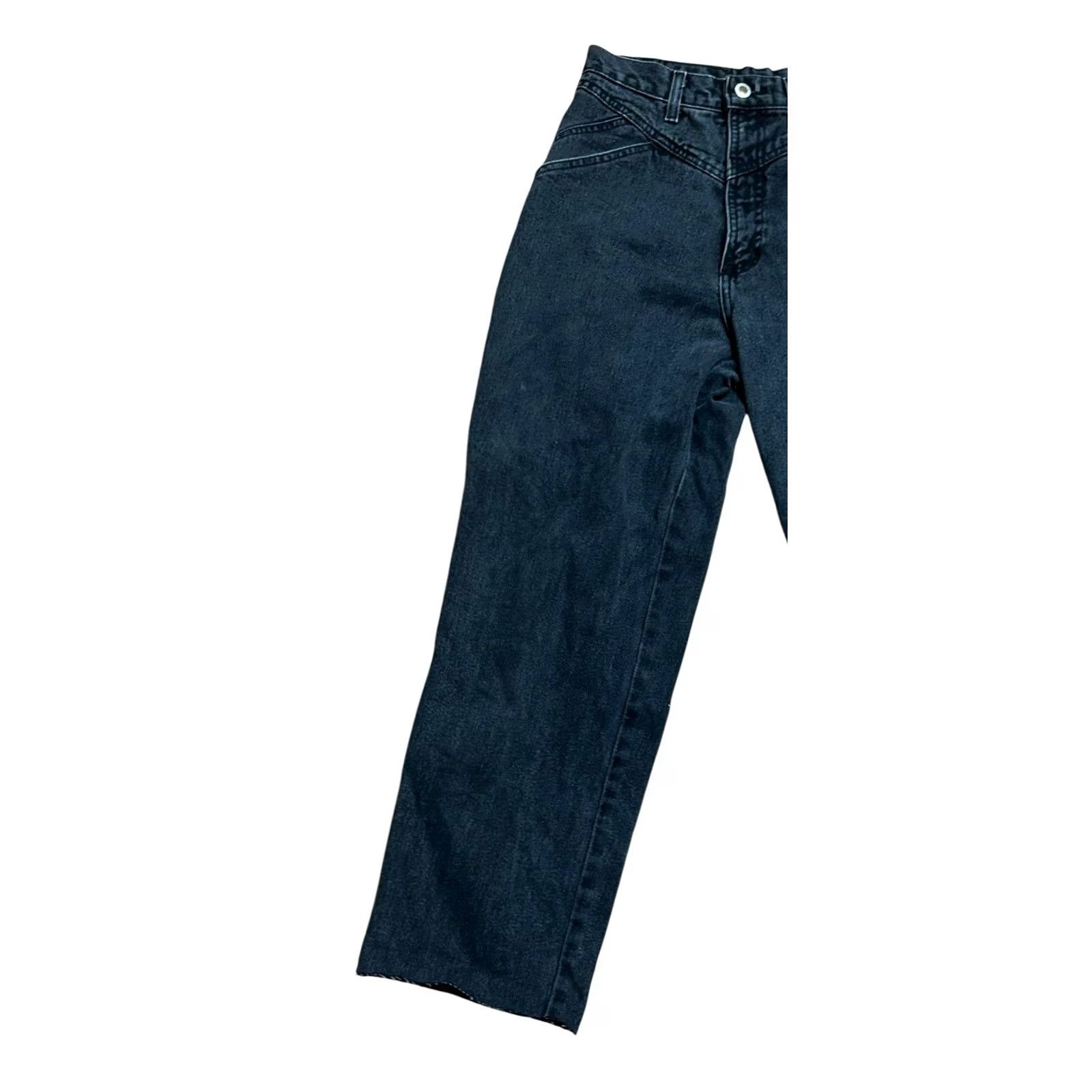 Vintage VINTAGE Rockies Black Denim Jeans Women 29x28 Western Straight 5-Pocket 100% Cotton Montana Rockies 90s Cowboy Theme Mens Womens Girls Boys Size 29" - 2 Thumbnail