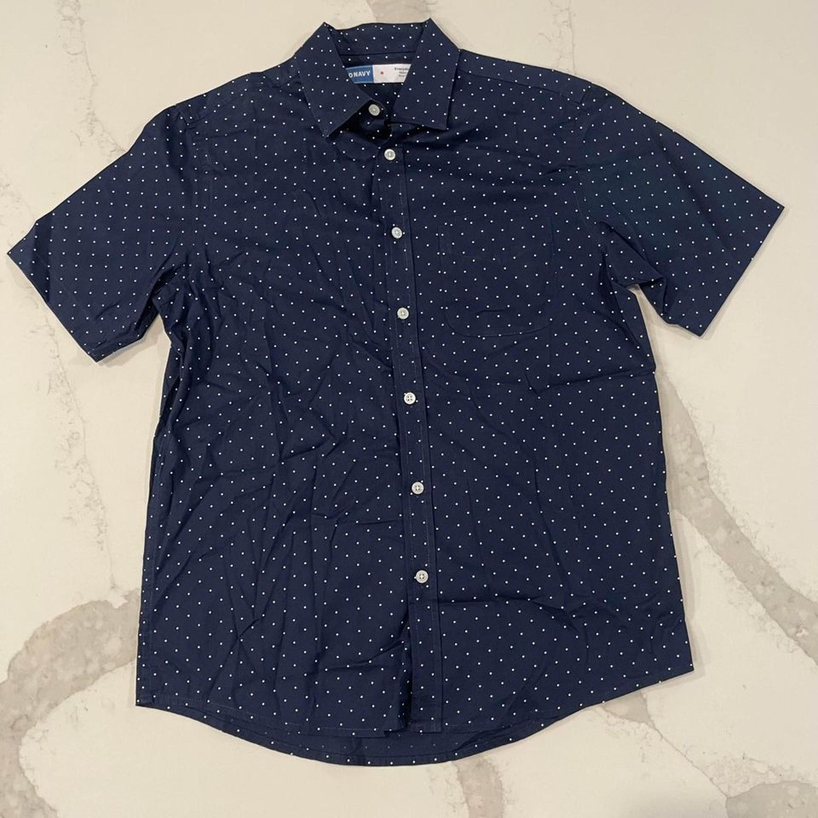 Old Navy Old Navy Blue Short Sleeve Button Up Regular Fit Men Small Size US S / EU 44-46 / 1 - 1 Thumbnail