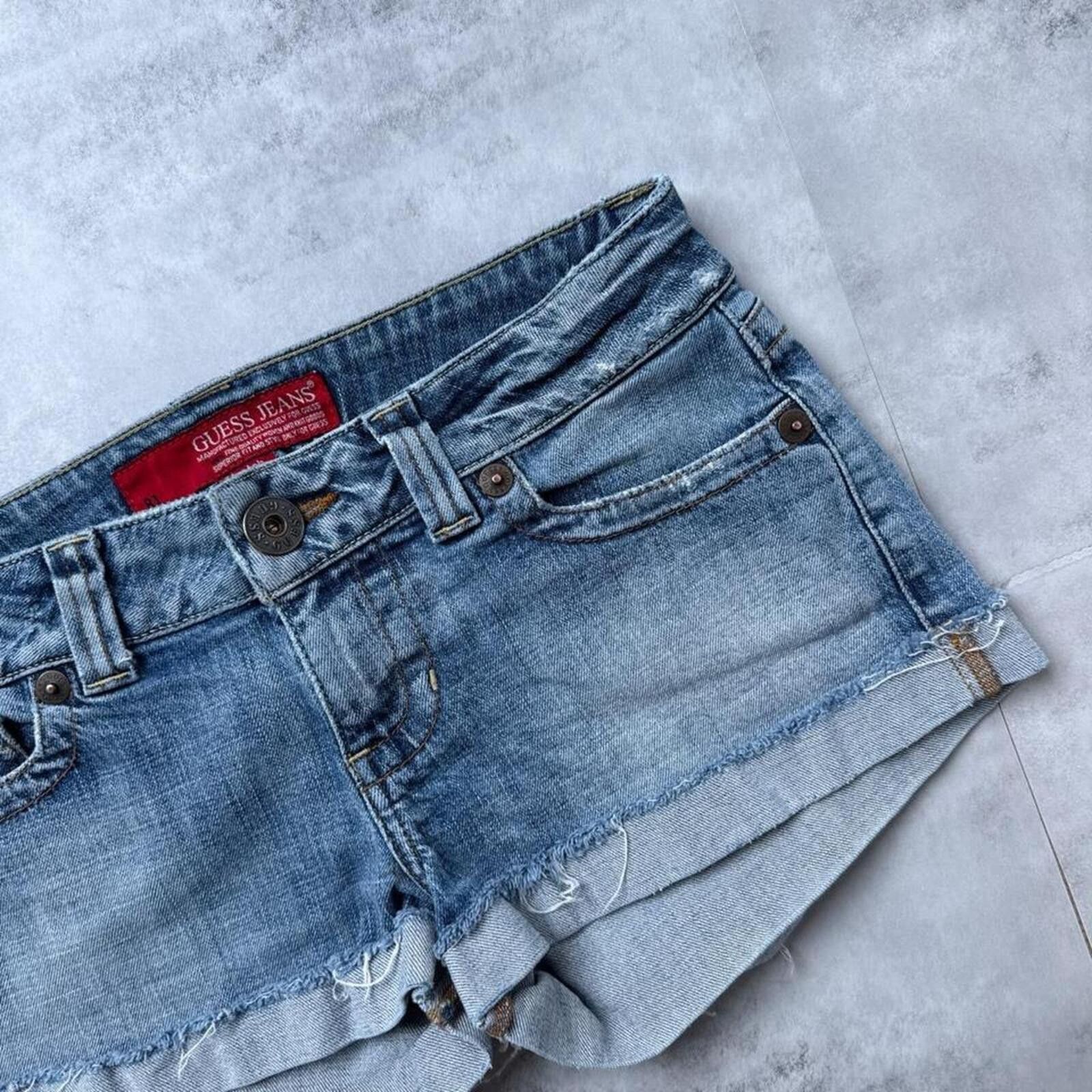 Guess Y2K Guess Denim Blue 00s Mini Shorts Size 30" / US 8 / IT 44 - 7 Thumbnail