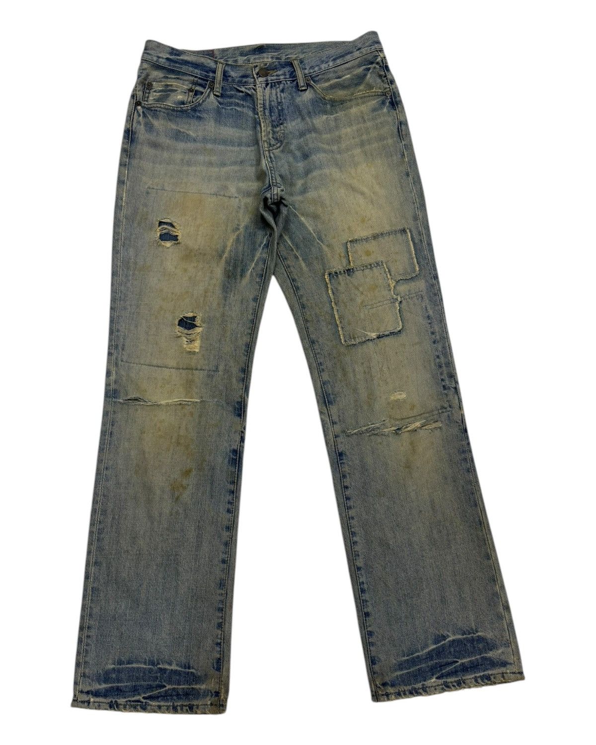 Hysteric Glamour × If Six Was Nine × Le Grande Bleu (L.G.B.) BAGGY JEANS COMME CA COMMUNE PATCHWORK RIPPED DENIM JEANS Size US 32 / EU 48 - 3 Thumbnail