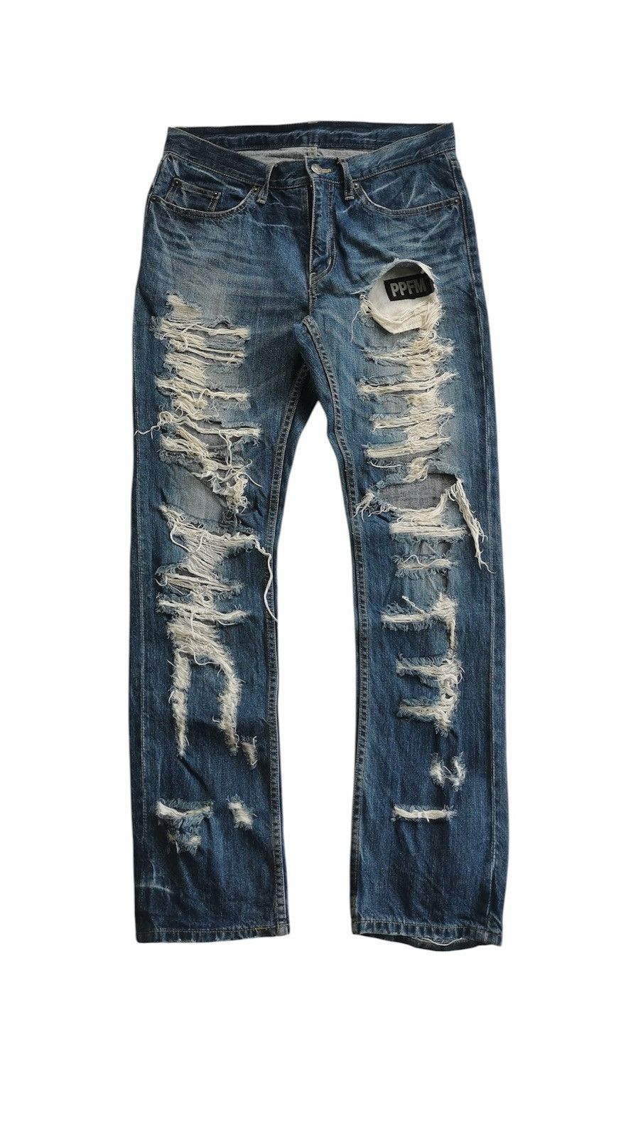 PPFM Thrashed PPFM Boro Distressed Denim Jeans Size US 31 - 2 Thumbnail