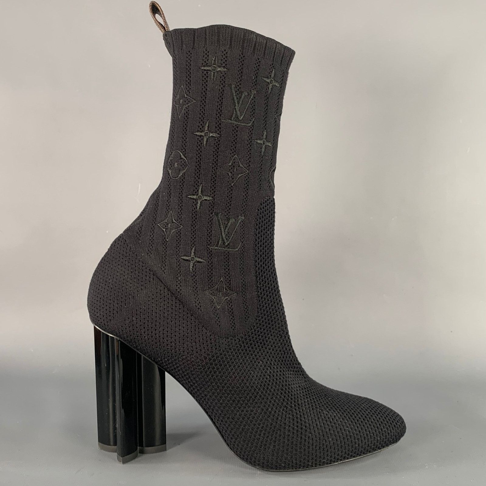 Louis Vuitton Black Nylon Knit Monogram Chunky Heel Sock Boots Size US 9 / IT 39 - 2 Thumbnail