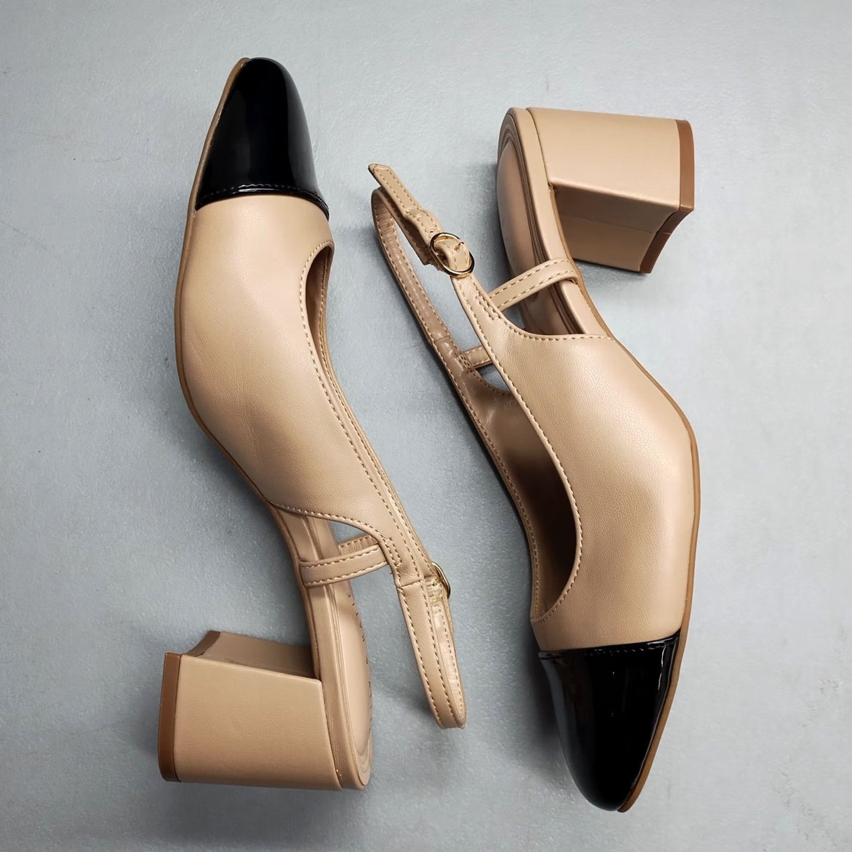 Vintage Kelly & Katie Eliana Slingback Pump Womens US 7M Brown & Black Ankle Buckle Strap SlIp On Heel Size US 7 / IT 37 - 4 Thumbnail