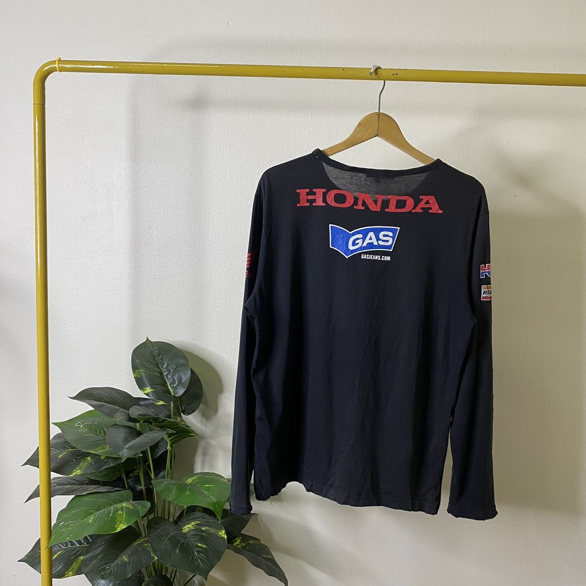 GAS × Honda Gas Jeans Honda Racing Logo Print Longsleeve T