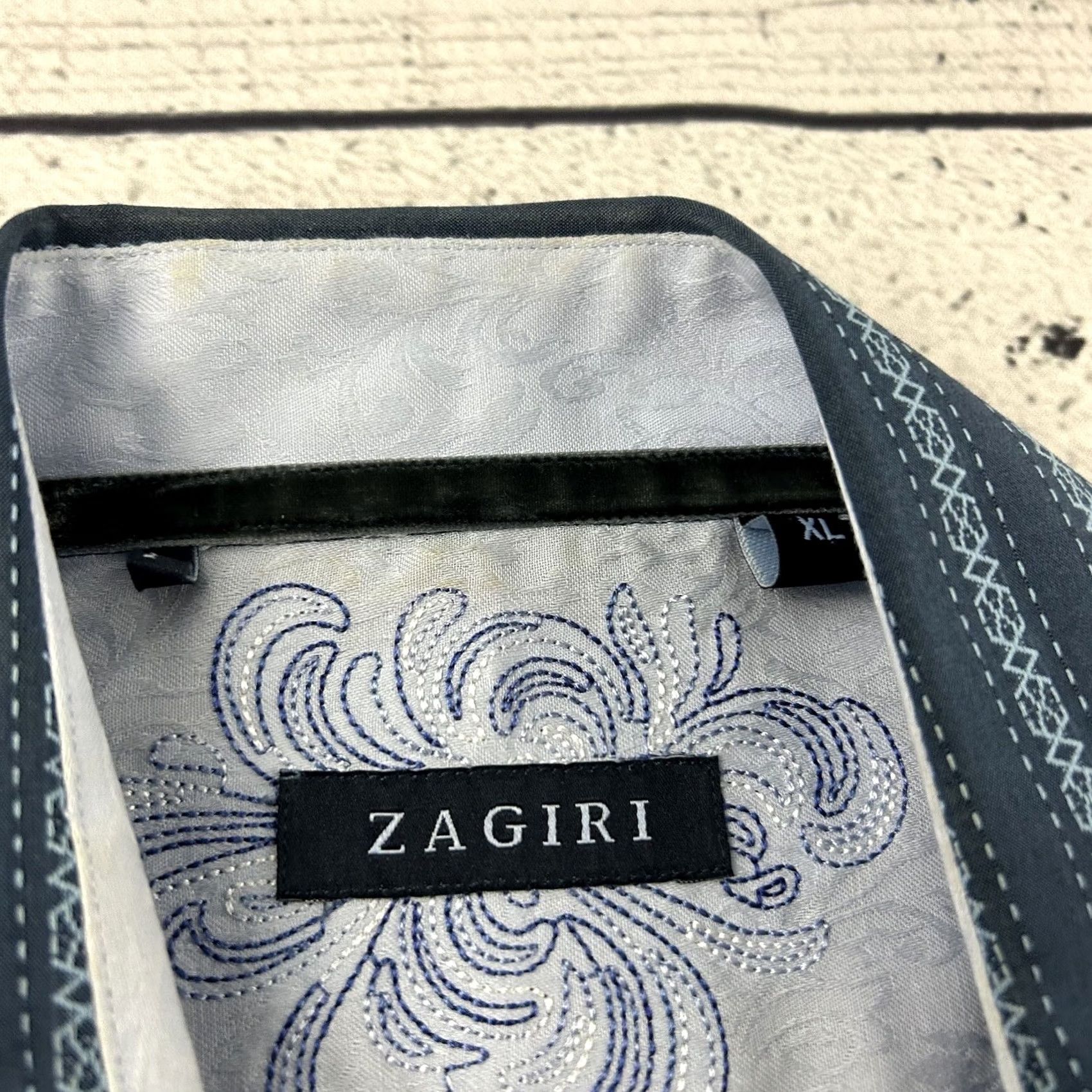 Vintage Zagiri Striped Long Sleeve Button-Up Shirt XL Blue Mens Shirt Sleeve Long Sleeve Button Front Cuff Size US XL / EU 56 / 4 - 4 Thumbnail