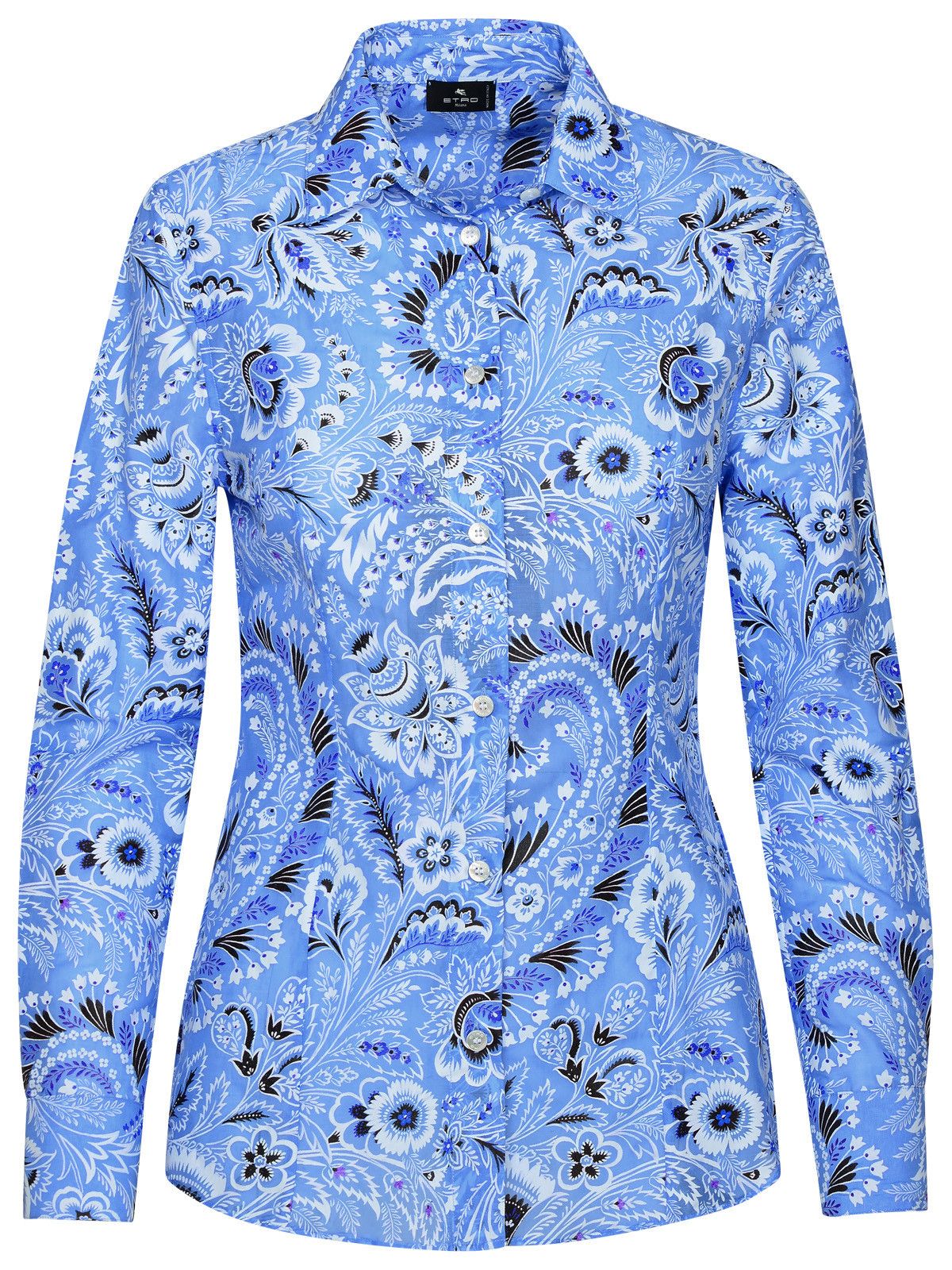 image of Etro Light Blue Silk Blend Shirt, Women's (Size Small)