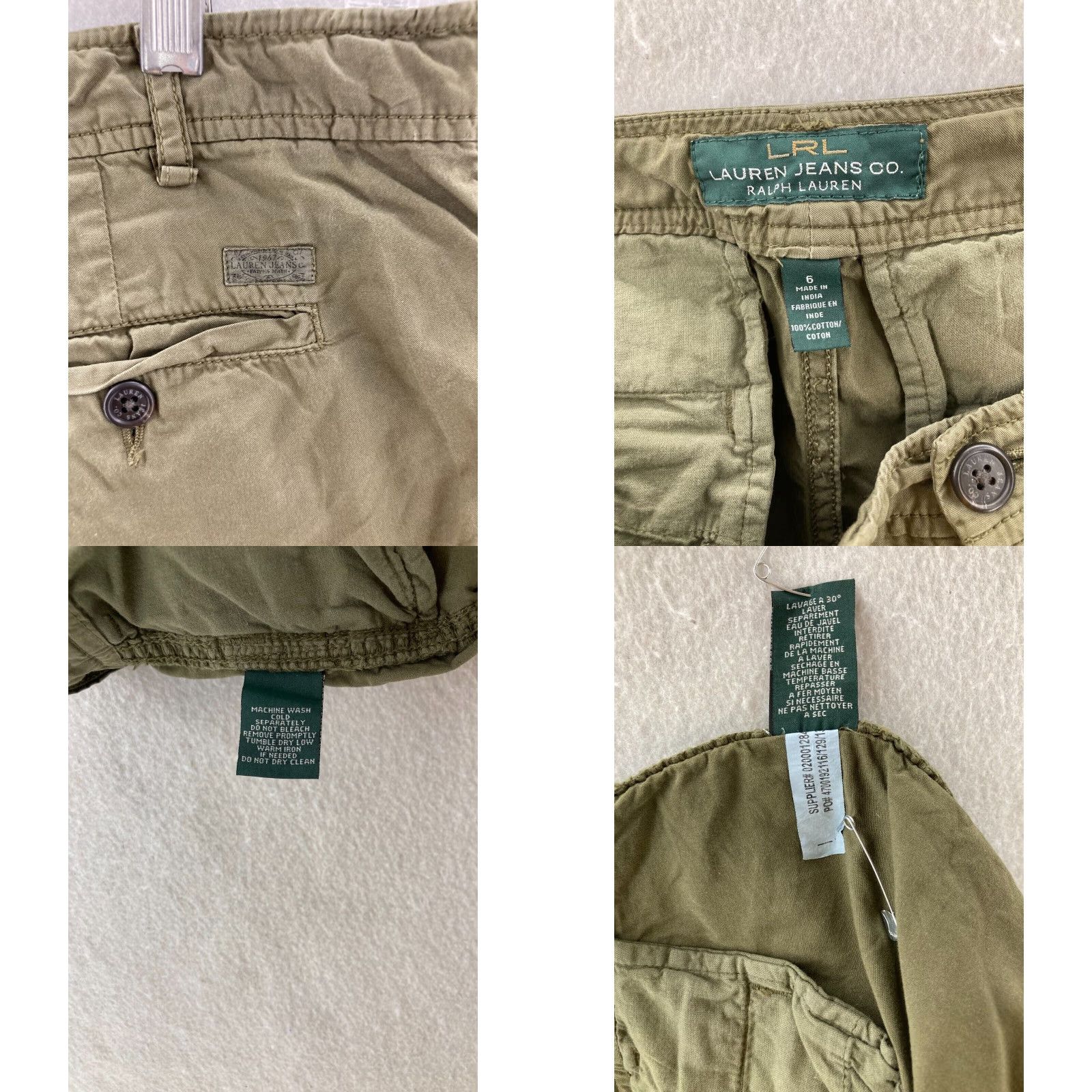 Ralph Lauren Ralph Lauren Women's Shorts Size 6 Green Cotton Casual 2010s Mid Rise Pockets Size 28" / US 6 / IT 42 - 8 Thumbnail
