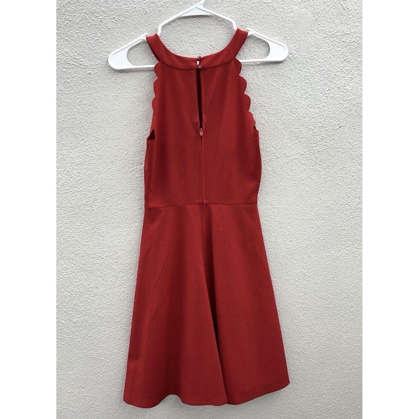 Vintage BCX Dress Juniors Dress Size 1 Red Halter Top Scallop Cut Dress Sleeveless Women's Minimalist A-Line Short Solid Red BCX Dress Boys Girls Mens Womens Size XS / US 0-2 / IT 36-38 - 6 Thumbnail