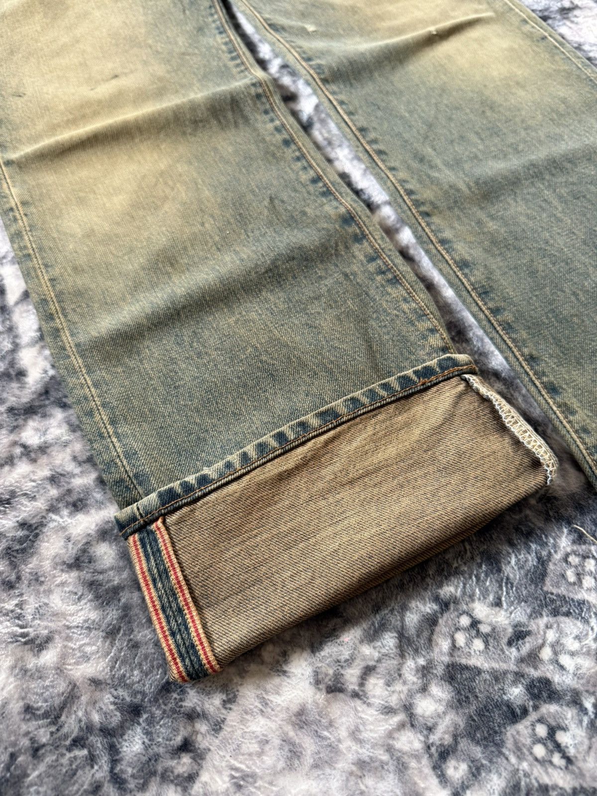 Japanese Brand Vintage Wrangler Earthy Mud Wash Selvedge Straight Jeans Size US 28 / EU 44 - 4 Thumbnail