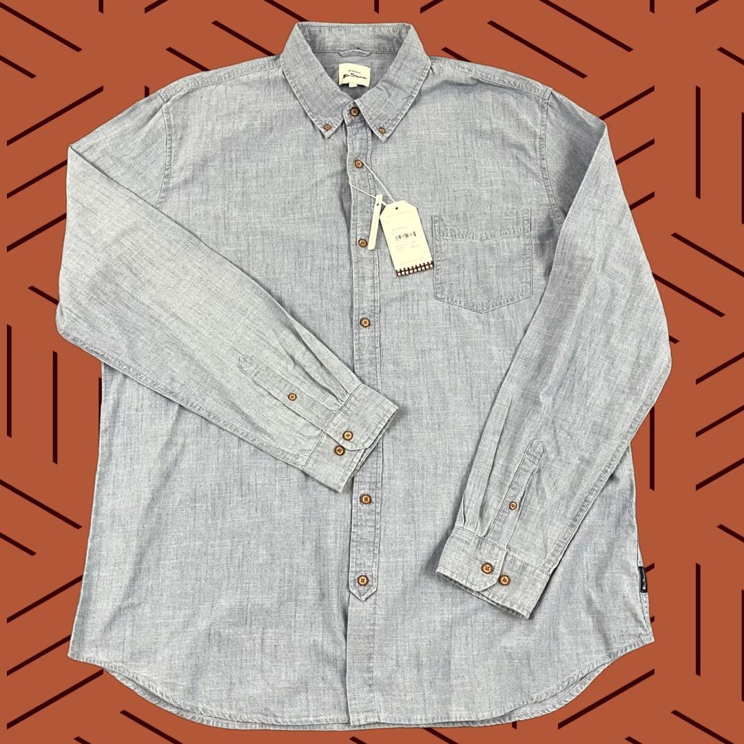 Ben Sherman VINTAGE Ben Sherman Shirt Mens 2XL Adult Blue Chambray Button-Down Casual Preppy Size US XXL / EU 58 / 5 - 1 Thumbnail
