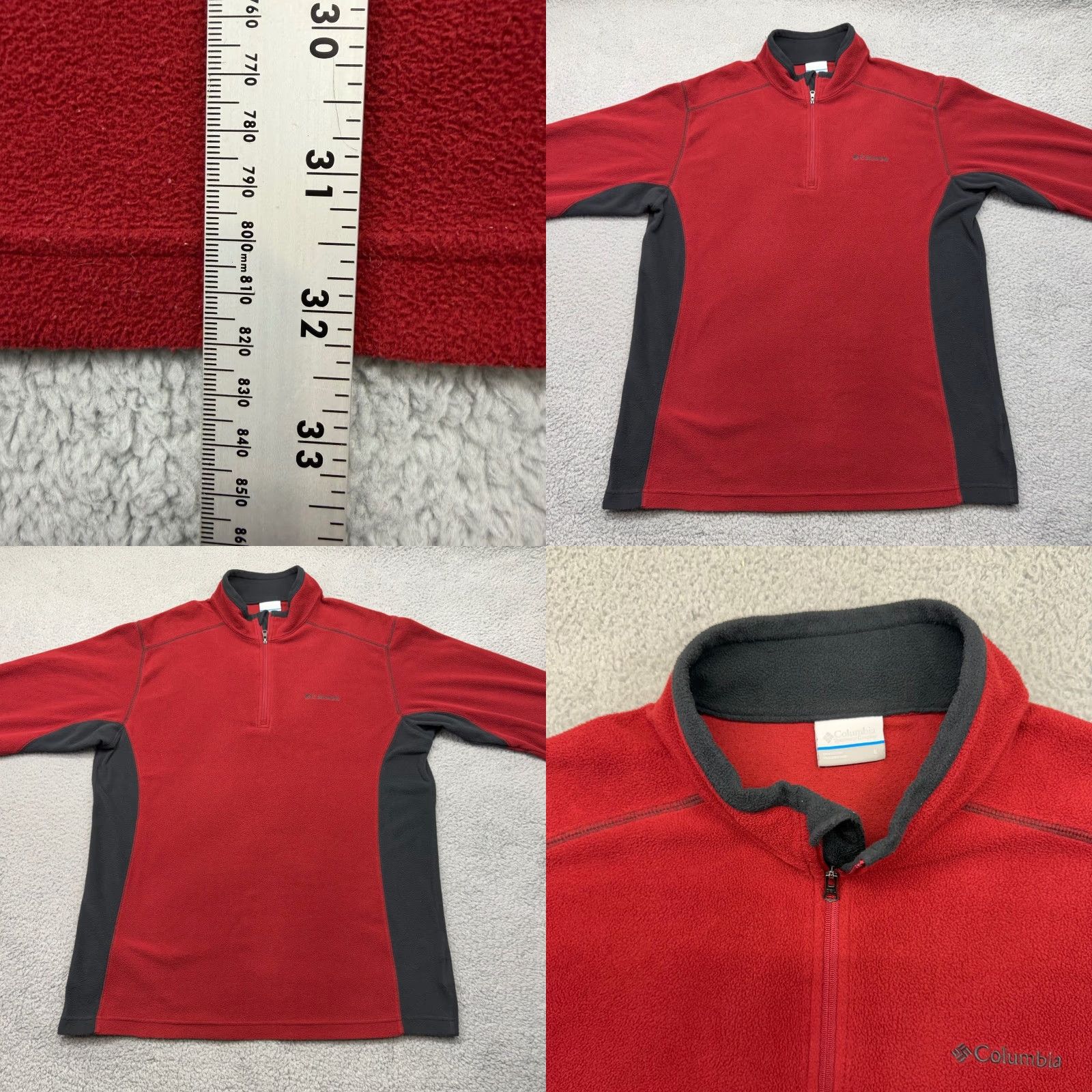 Vintage Columbia Mens Large Red/Blk Fleece Quarter Zip Pullover 1352471 Sweater Mock Neck Long Zip Cuff Logo Size US L / EU 52-54 / 3 - 8 Thumbnail