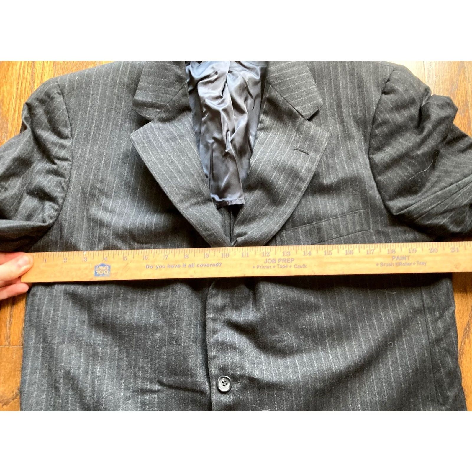 Brooks Brothers VINTAGE Brooks Brothers Blazer Mens 42 Gray Pinstripe Wool Tweed Herringbone Size 42R - 7 Thumbnail