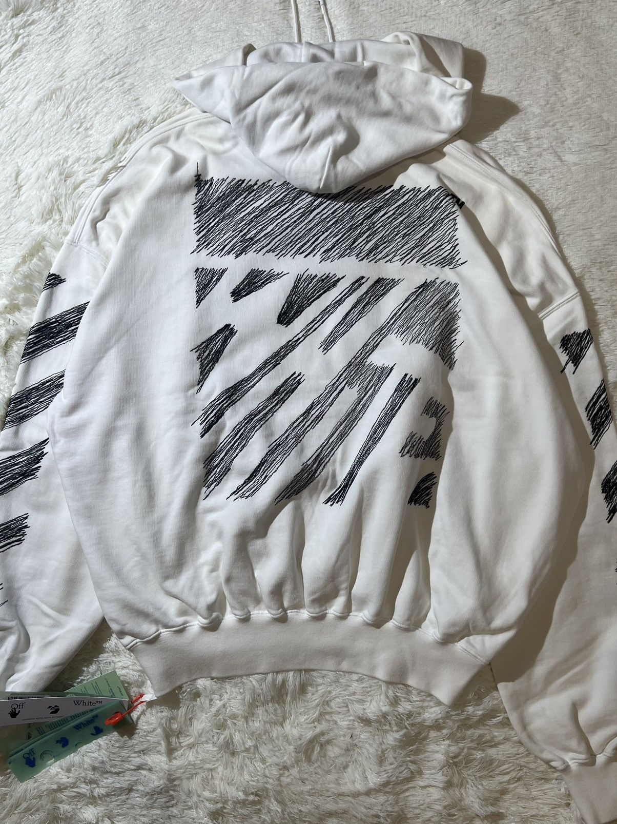 Off-White Off-White Diag Scribble Diag Print White Hoodie Size US XL / EU 56 / 4 - 6 Thumbnail