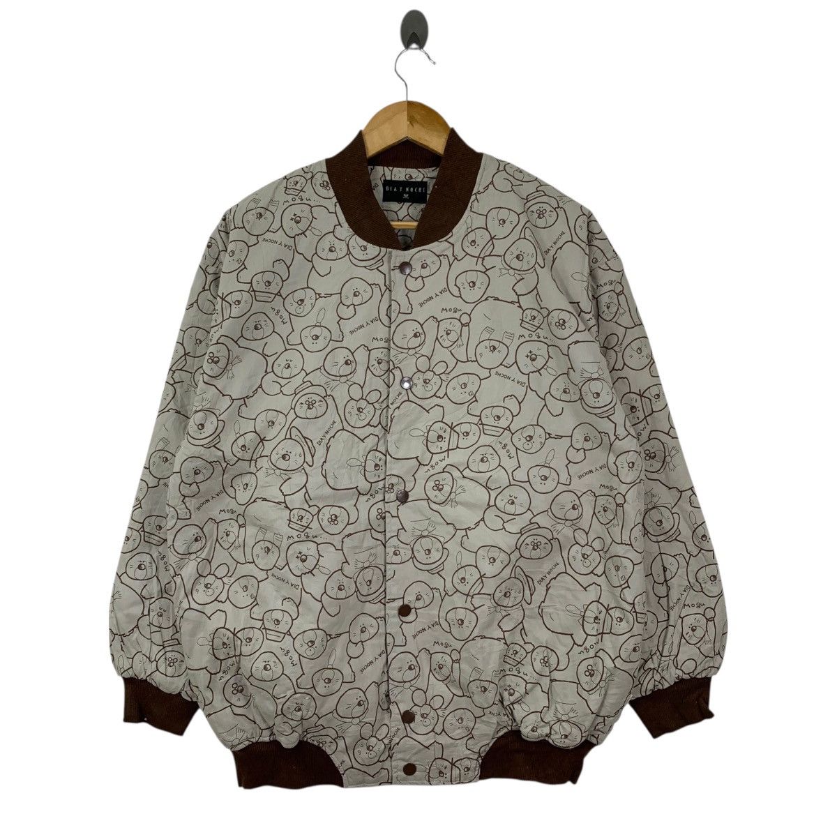 DIAY NOCHE Japanese Brand Bear Fulprint Bomber Zipper Jacket