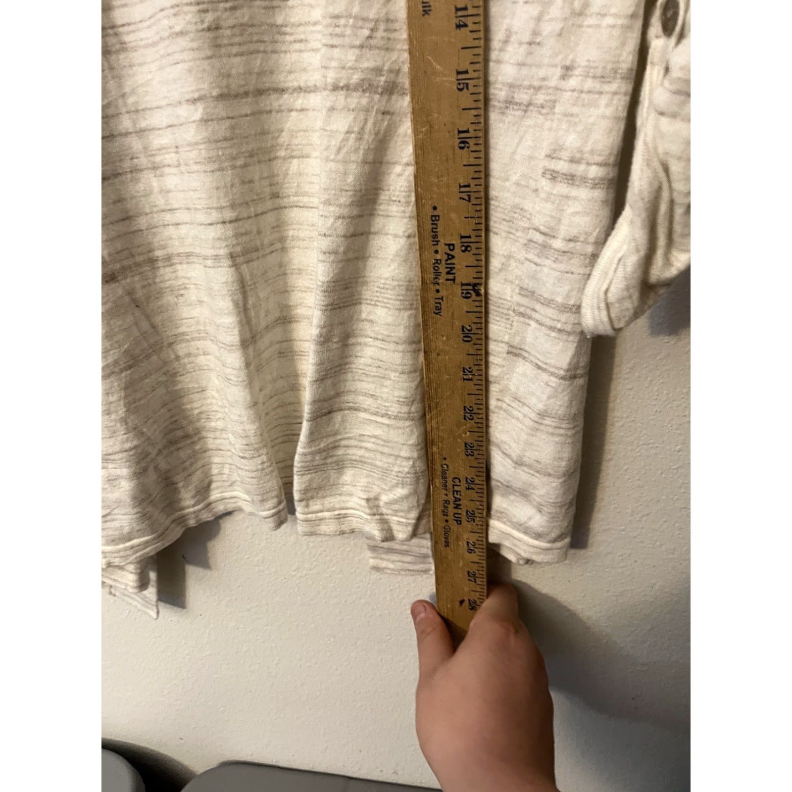 Express VINTAGE? No — Express Cardigan: Women's Open Knit Striped Long Sleeve, Ivory, Size S, Roll Tab Size S / US 4 / IT 40 - 4 Thumbnail