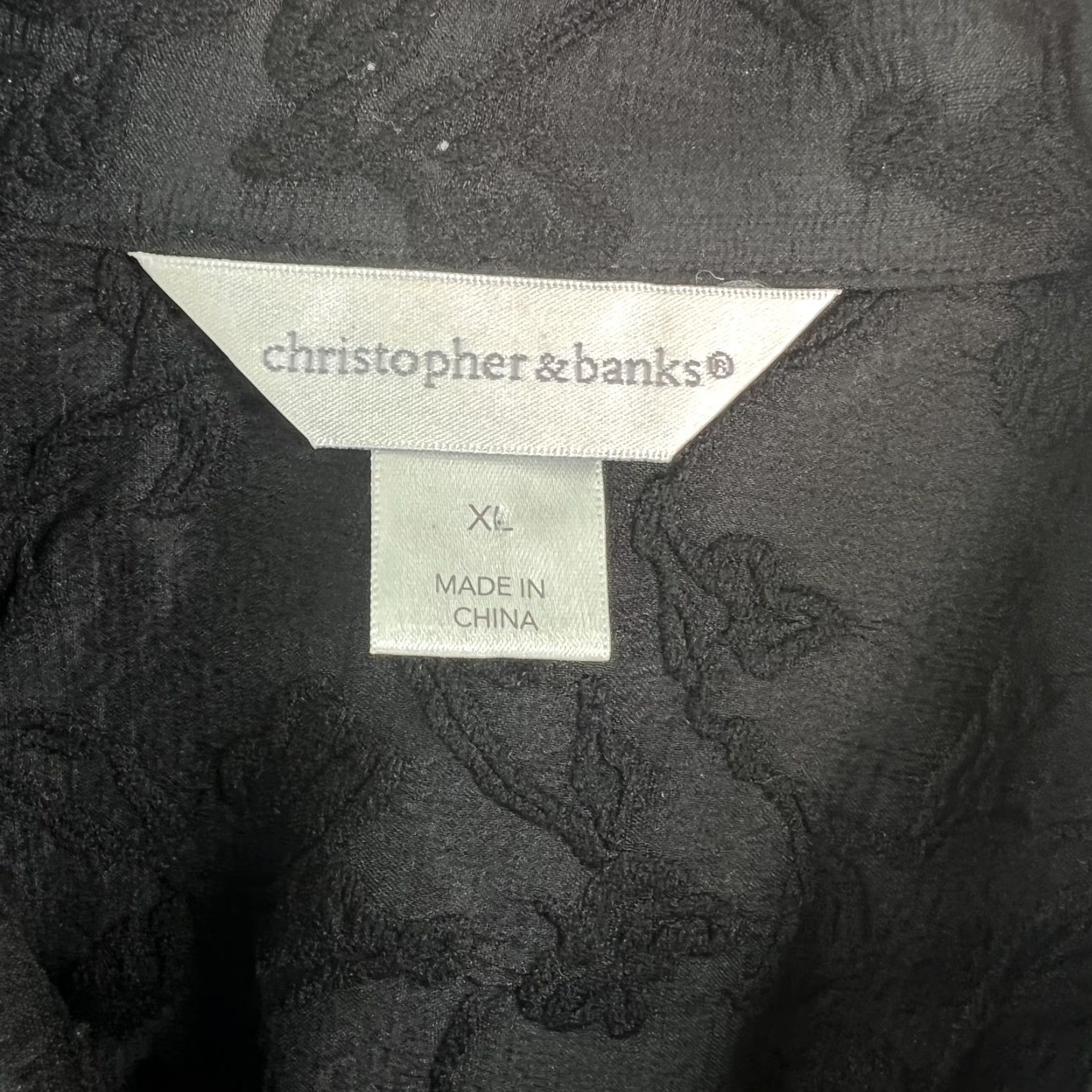 Vintage Christopher & Banks Womens Jacket Floral Black Long Sleeves Flowy Button Size XL Size XL / US 12-14 / IT 48-50 - 4 Thumbnail