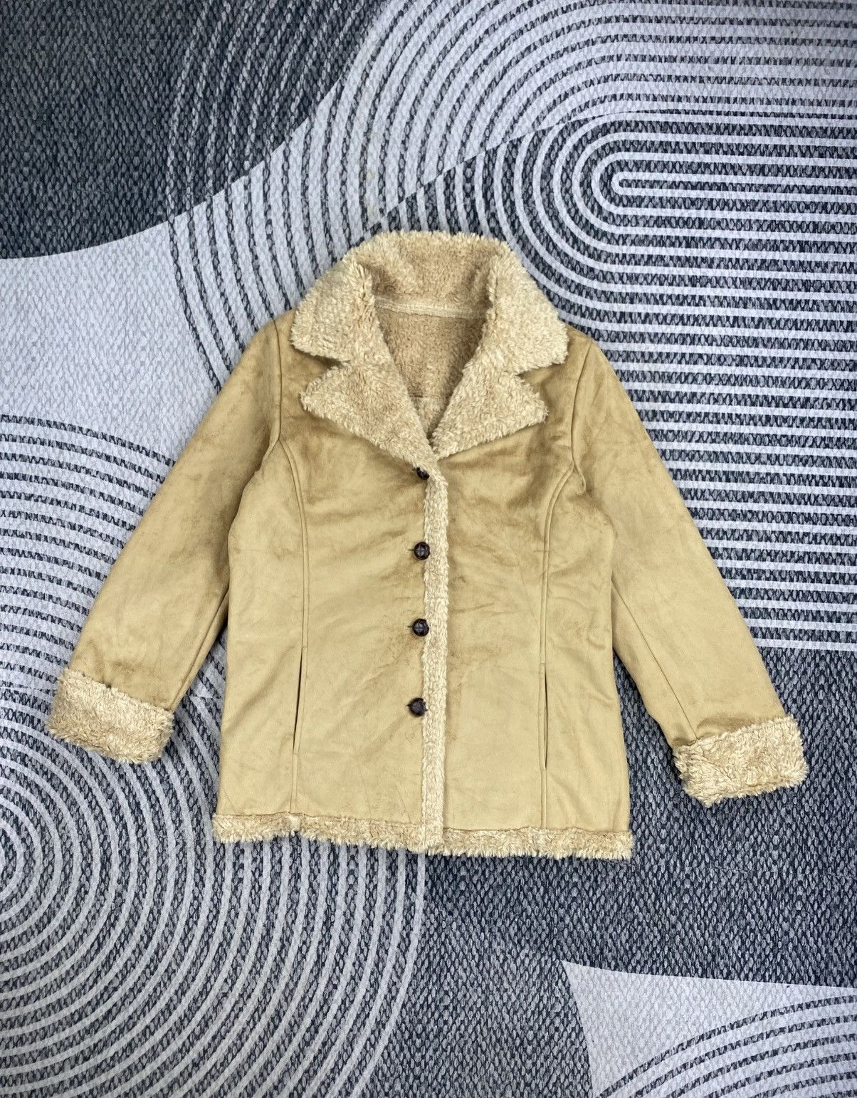 Japanese Brand Comfostrain Double Collar Lined Sherpa Suede Leather Jacket Size US M / EU 48-50 / 2 - 1 Thumbnail
