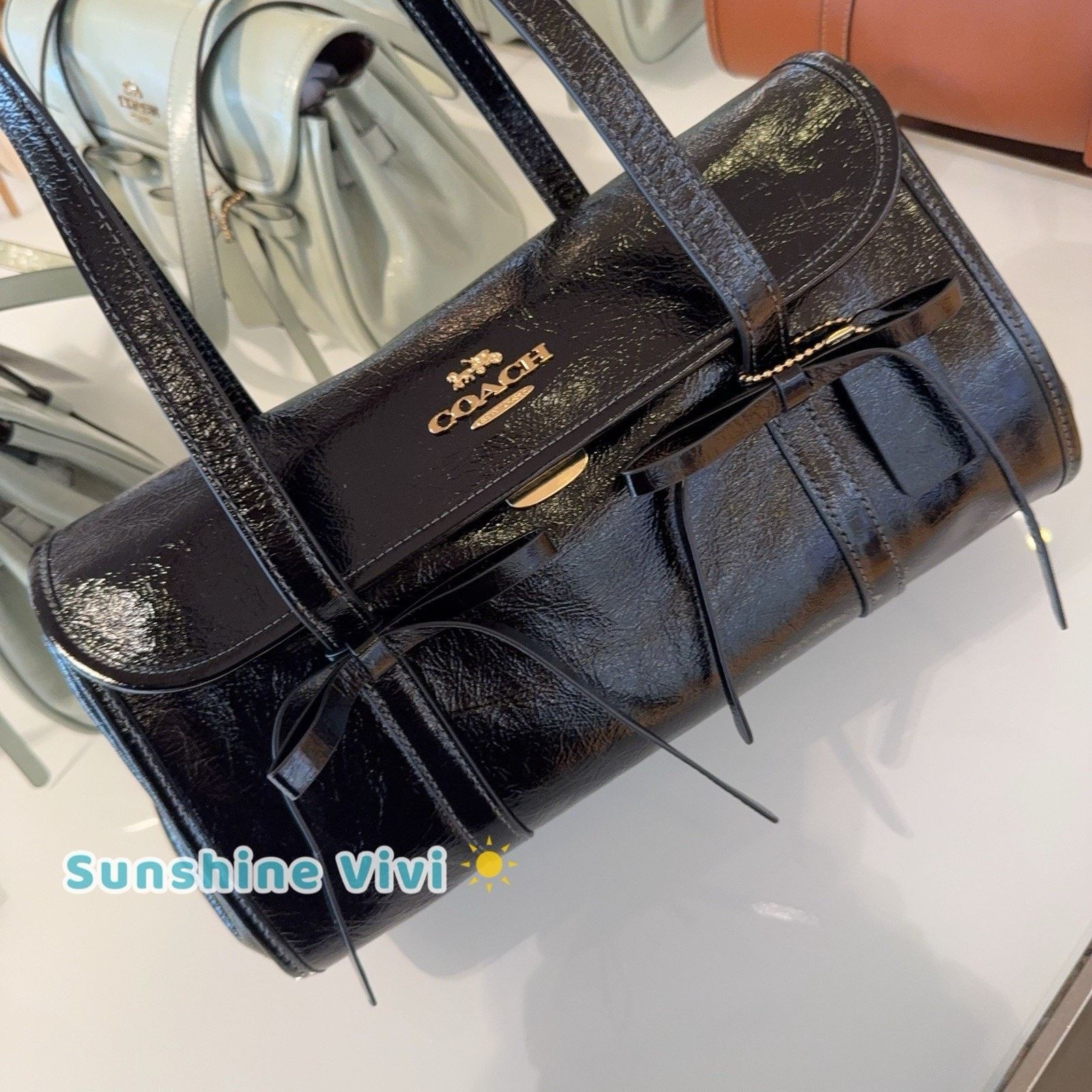 Coach NWT Coach Bridget Flap Shoulder Bag Bows CDY94 Gold/Black Size ONE SIZE - 3 Thumbnail