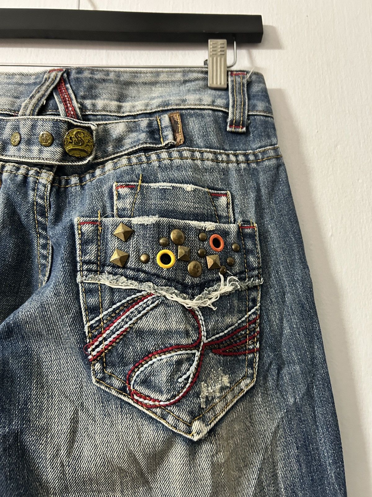 If Six Was Nine × Japanese Brand × Le Grande Bleu (L.G.B.) Flare Jeans Satisfaction Sick Design Vintage Denim Style Size 28" / US 6 / IT 42 - 13 Thumbnail