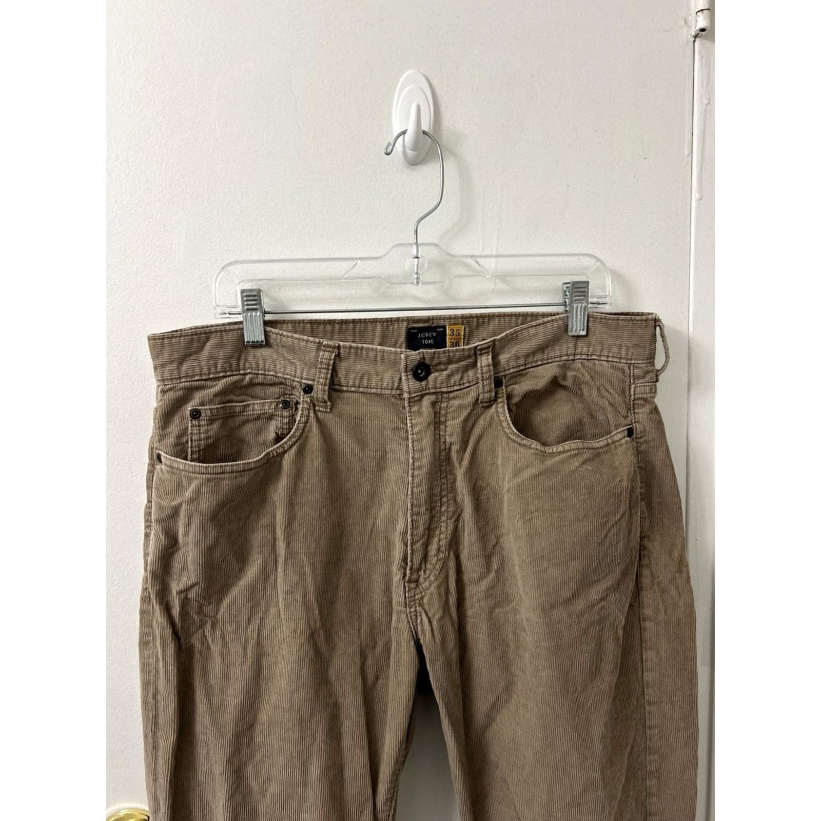 J.Crew 2. I've focused on the core keywords: "Corduroy," "J.Crew 1040," "Tan," "Relaxed Fit," "Pockets," "Mens Size 35/30," and "Classic Casual. Size US 35 - 2 Thumbnail