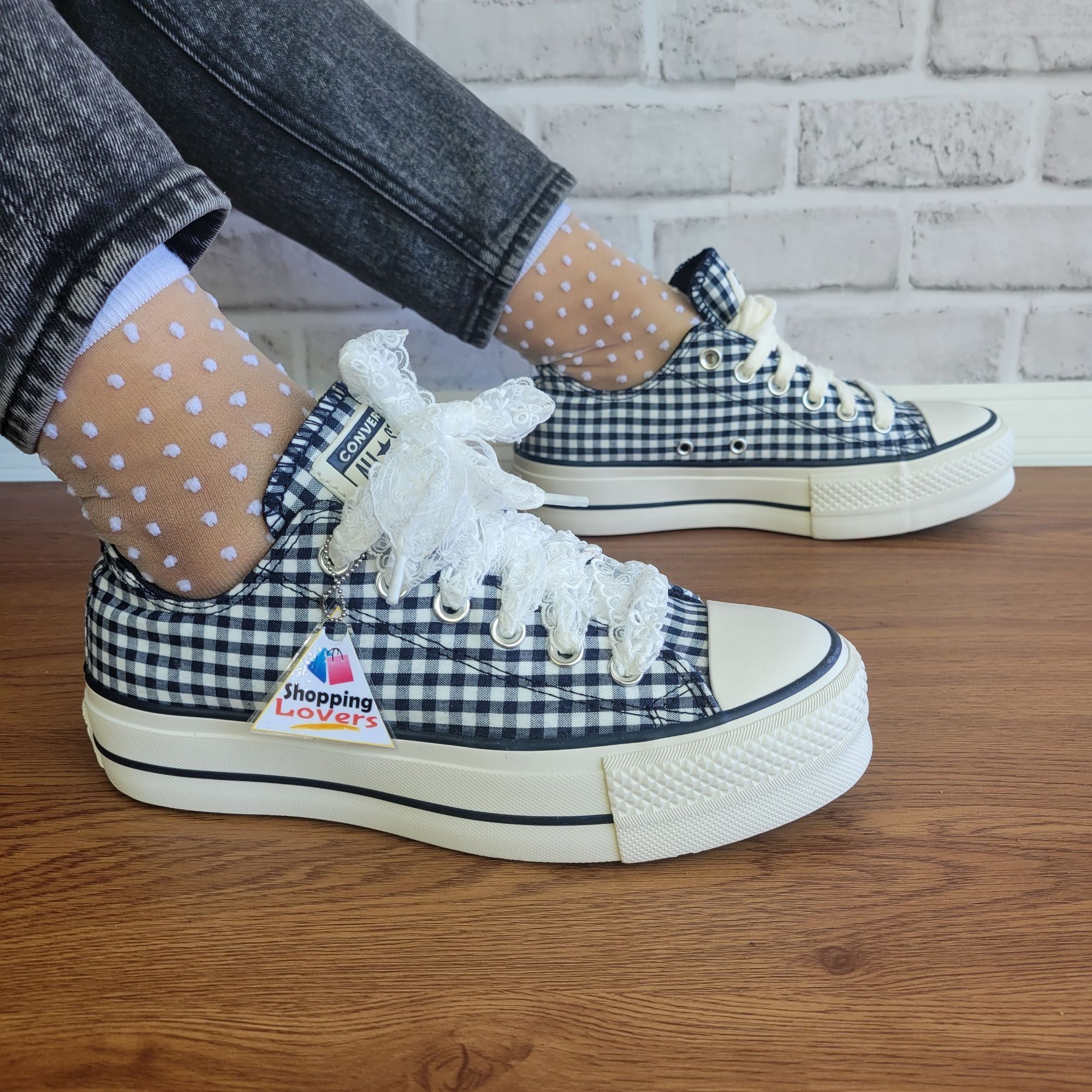 Converse ❤️Chuck Taylor All Star Lift Gingham 11 Womens Shoes Navy Wh Size US 11 / IT 41 - 2 Thumbnail