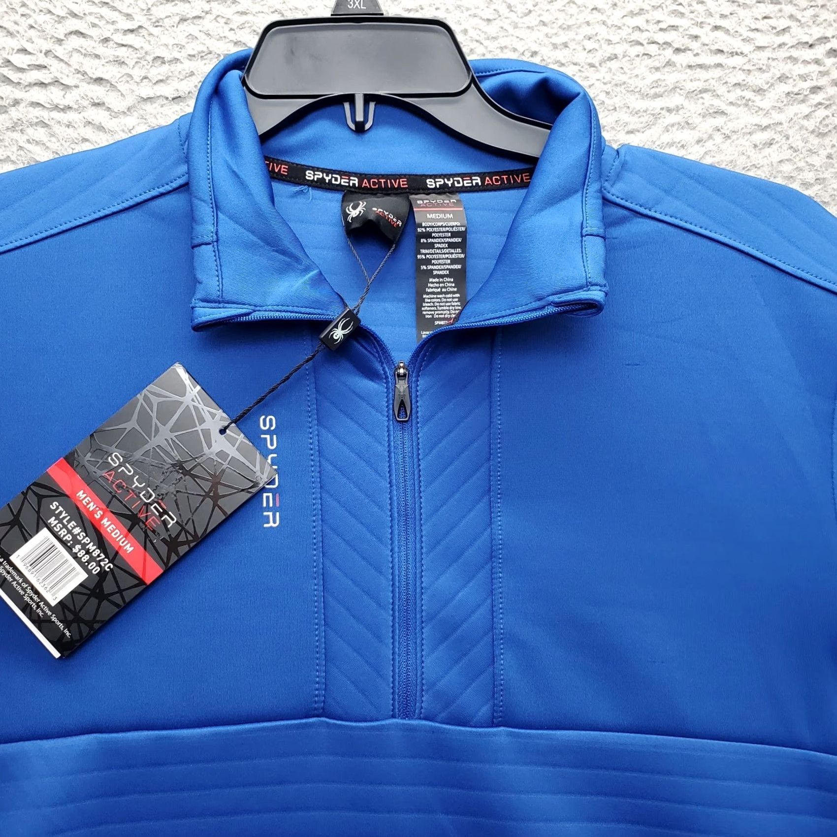 Spyder Spyder Men's Medium Blue Sweatshirt Long Sleeve Mock Neck 1/4 Zip SKB NWT Size US M / EU 48-50 / 2 - 4 Thumbnail