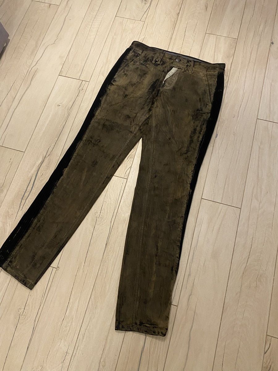John Galliano DS! Galliano Handpainted Brown Denim Biker Pants Size US 34 / EU 50 - 4 Thumbnail