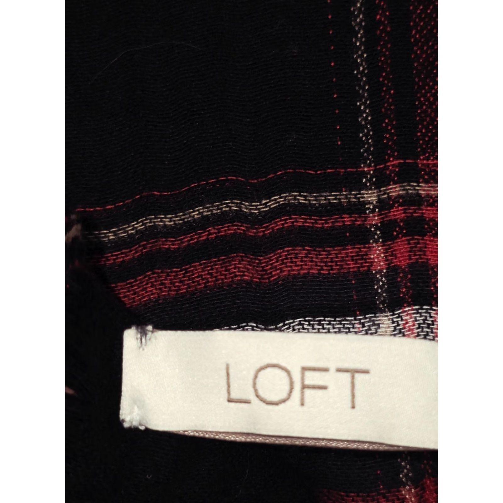 Loft LOFT Scarf Rectangle Women's One Size Black Plaid Cotton Multifunctional Women's Accessory Size ONE SIZE - 3 Thumbnail