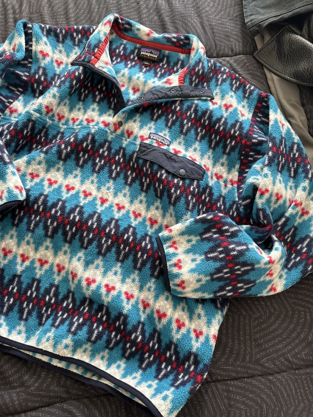 Patagonia Patagonia Synchilla Snap-T Fleece – Blue/Nordic Pattern Size US L / EU 52-54 / 3 - 5 Thumbnail