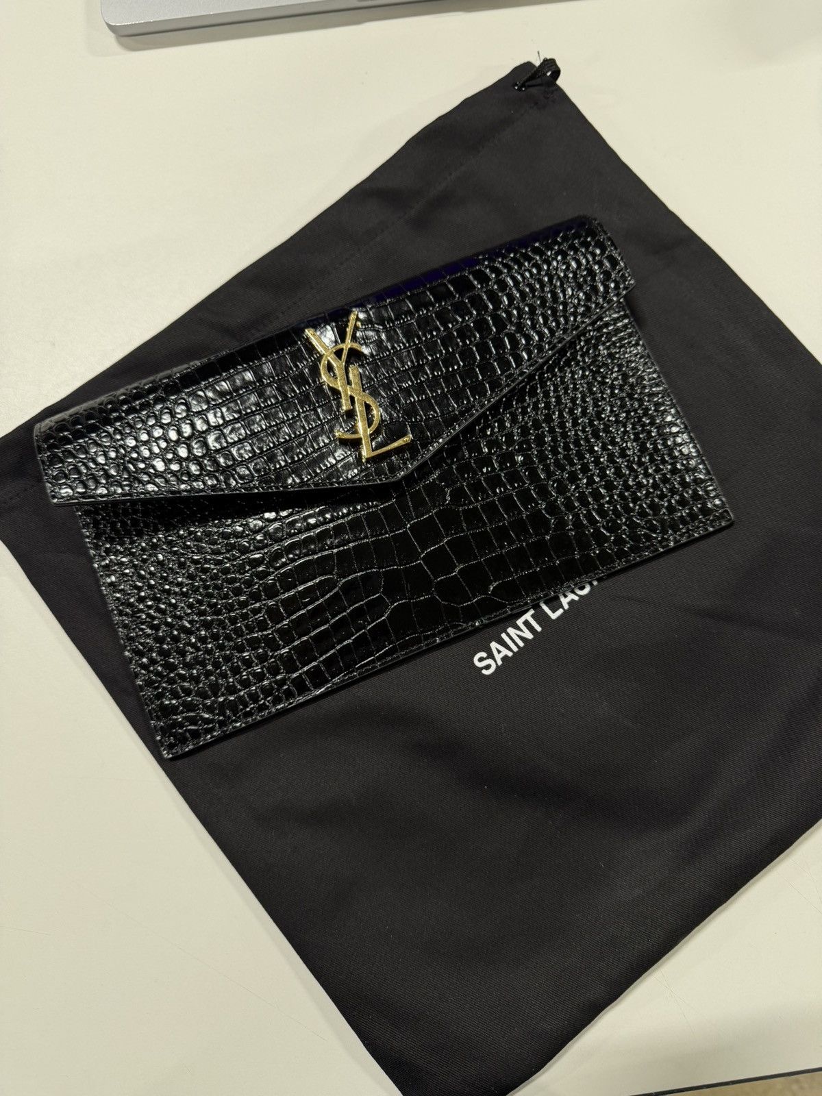 Saint Laurent Paris Saint Laurent Uptown Croco Leather Pouch NEW 900$ Size ONE SIZE - 1 Thumbnail
