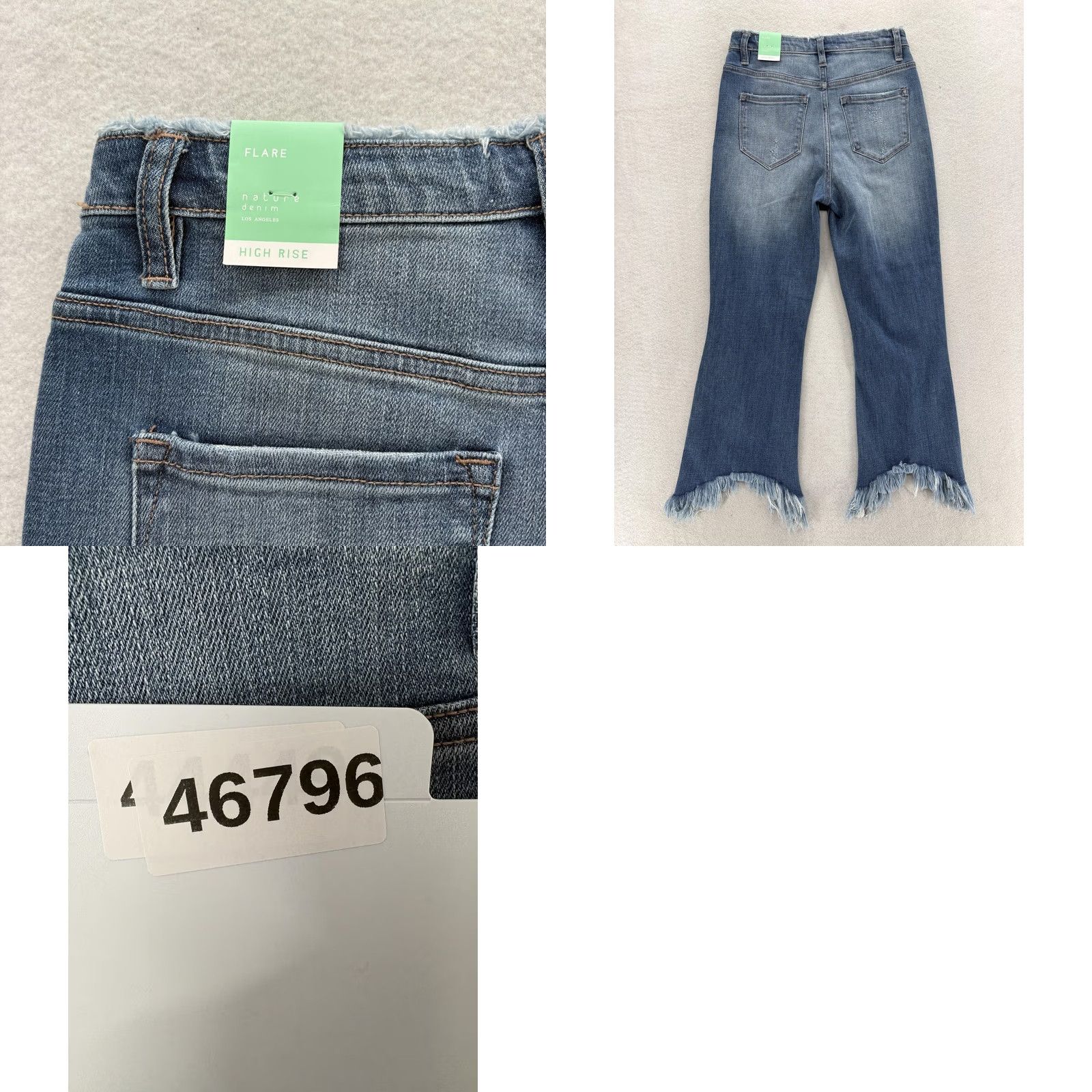 Vintage Nature Denim Cropped Flare Jeans Womens High Rise Distressed Frayed Hem NWT Blue 3/25 Tailored Stretch Denim Jeans Size 42" / US 20 - 9 Thumbnail