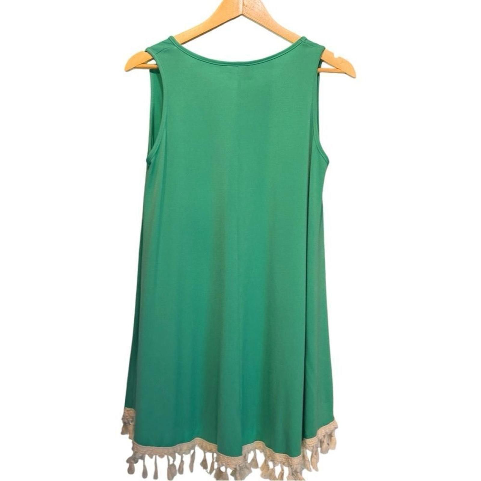 Designer Judith March. Sea Green Tassel Hem Dress. Size Small. Size S / US 4 / IT 40 - 4 Thumbnail