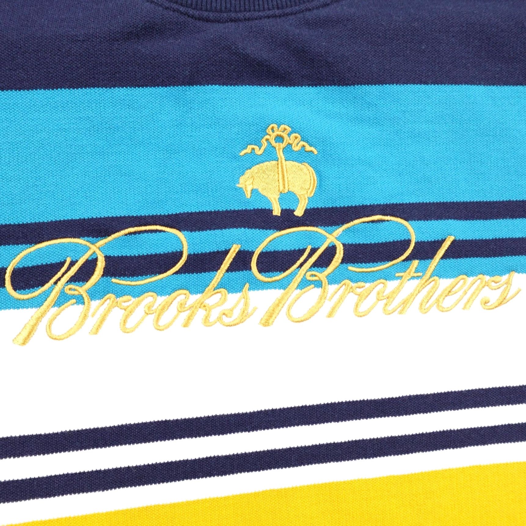 Brooks Brothers Brooks Brothers Sweater Mens XL Blue Yellow Stripe Crewneck Embroidered Pullover Size US XL / EU 56 / 4 - 2 Thumbnail