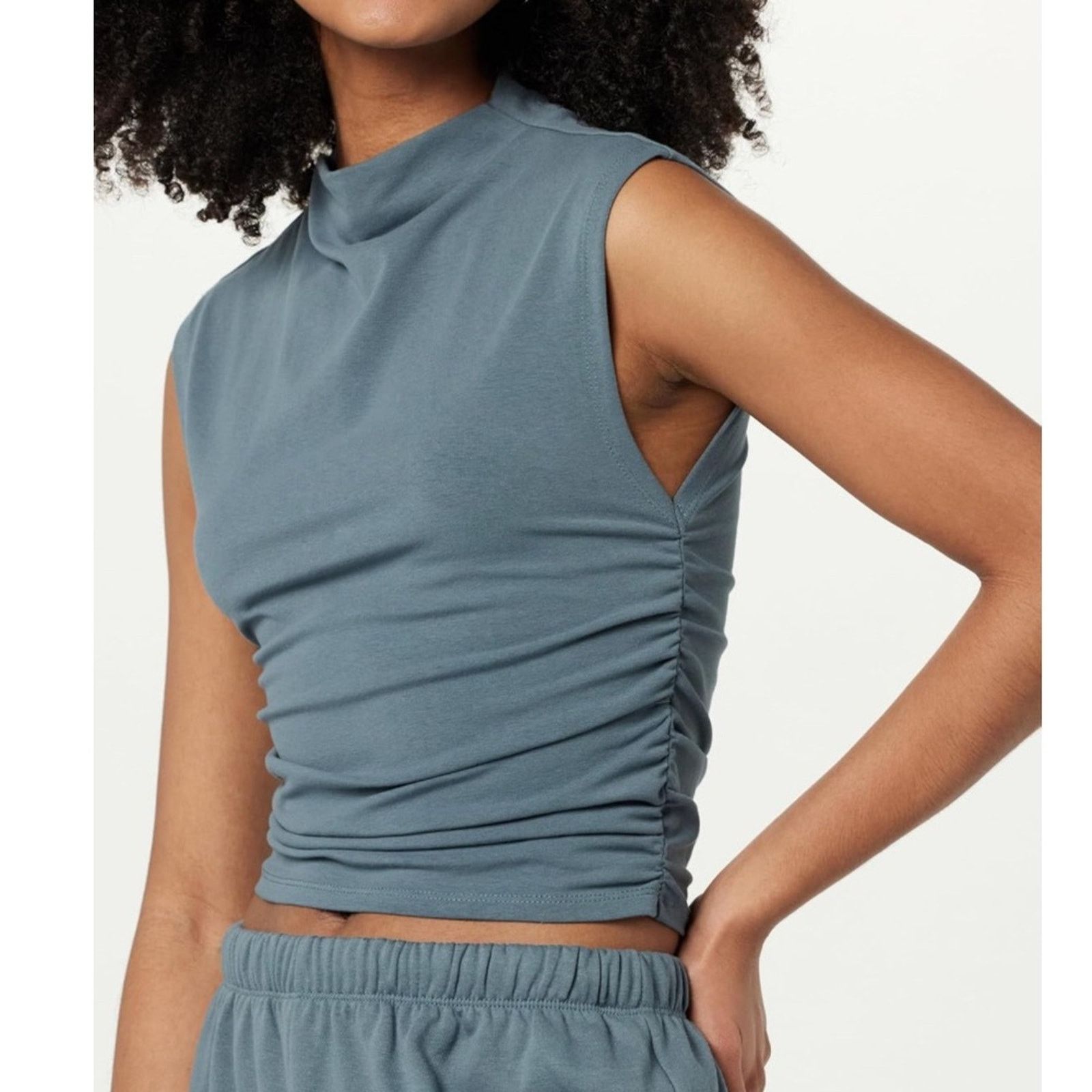 Other NEW - The Drop Sleeveless Ruched Top - Blue - M - $40 Size M / US 6-8 / IT 42-44 - 3 Thumbnail