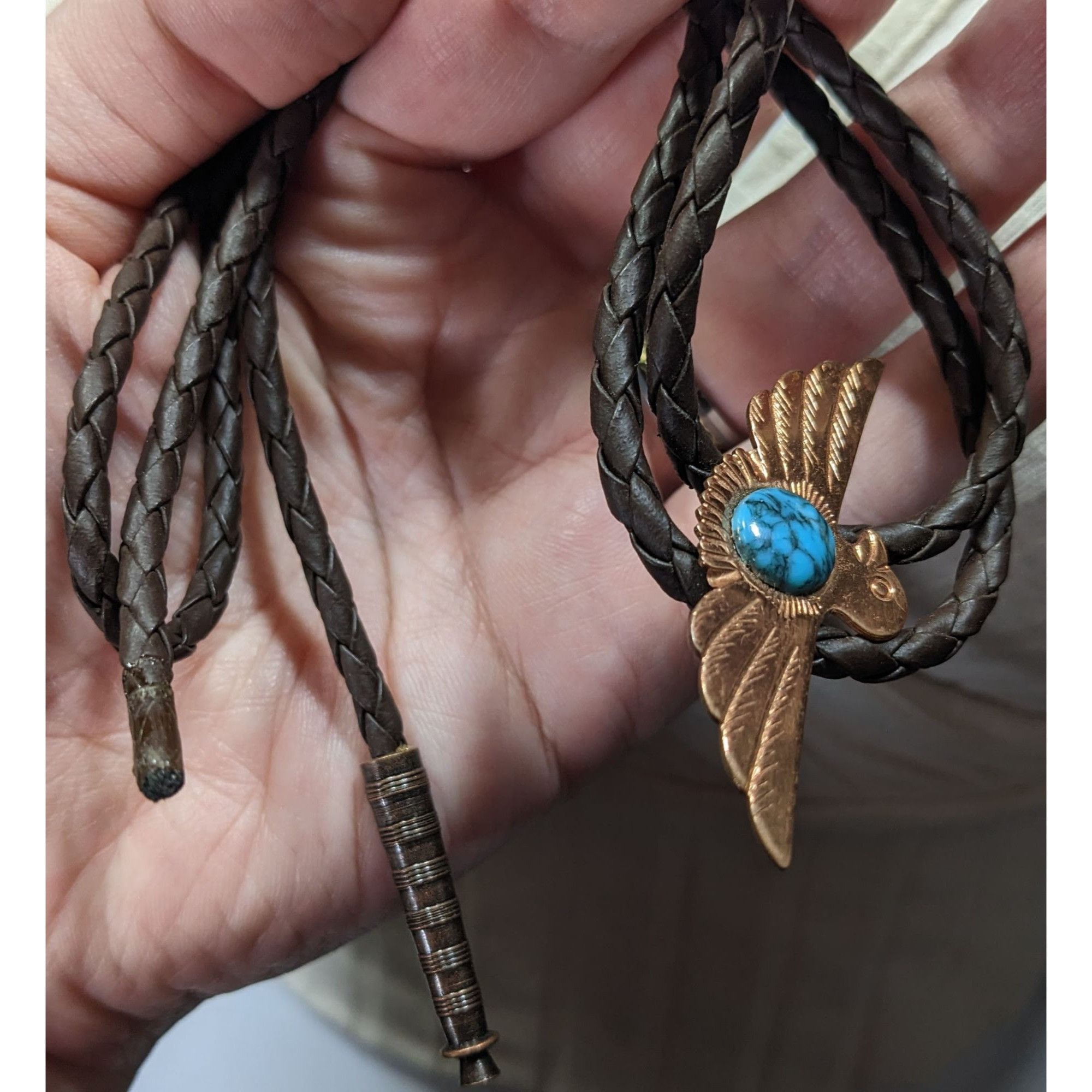 Other Vintage Copper Bird Bolo Tie With Turquoise Cabochon Size ONE SIZE - 9 Thumbnail