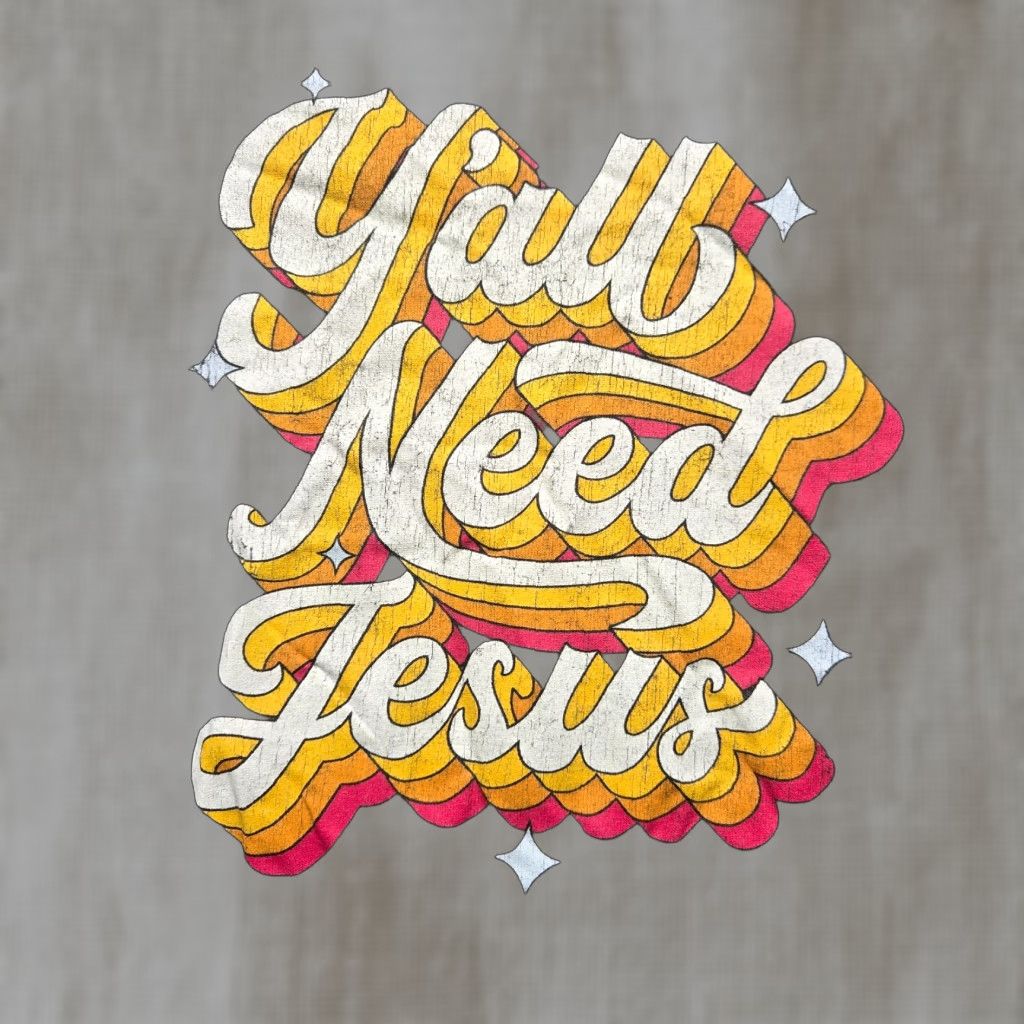 Etro Y'all Need Jesus Retro Graphic Tee Shirt Short Sleeve Grey Adult Men's XXL 2XL Size US XXL / EU 58 / 5 - 1 Thumbnail