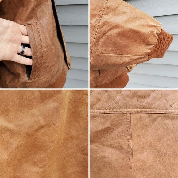 Vintage Vintage 90s y2k Brown Leather Aviator Flyboy Distressed Bomb Size US XXL / EU 58 / 5 - 5 Thumbnail