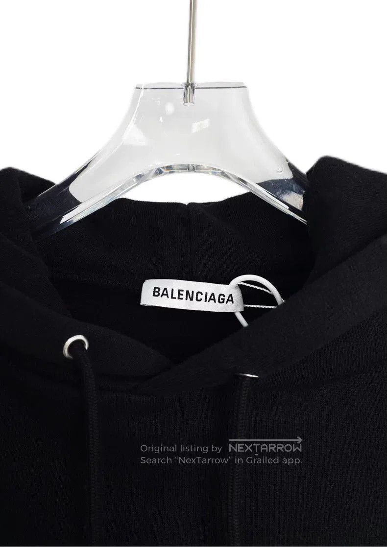 Balenciaga Balenciaga Black Logo Embroidered Cotton Hooded Drawstring Size US XS / EU 42 / 0 - 4 Thumbnail