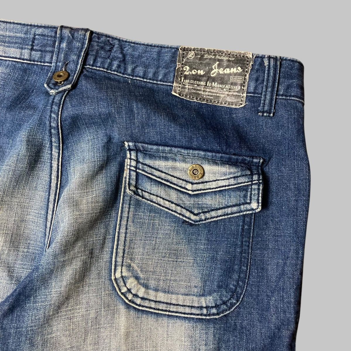 Tornado Mart 2.ON - Flared Fatigue Cargo Washed Jeans Japanese Brand Size US 34 / EU 50 - 4 Thumbnail