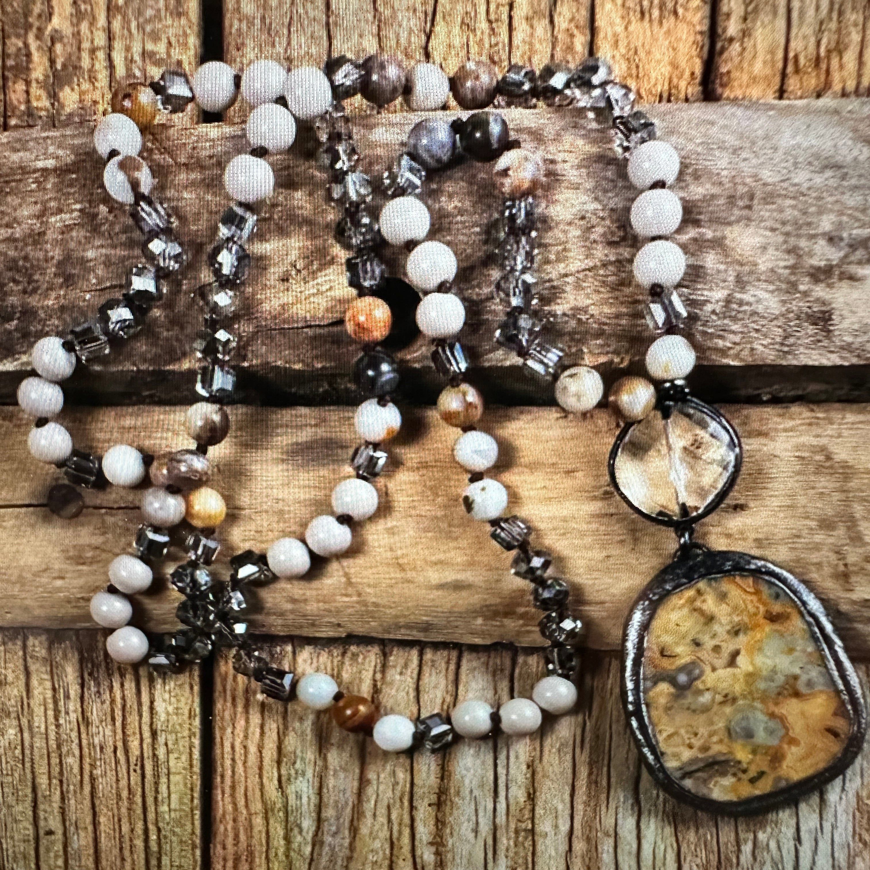 Other Bohemian Vintage Natural Stone Beaded Pendant Necklace | Tri Size ONE SIZE - 1 Thumbnail