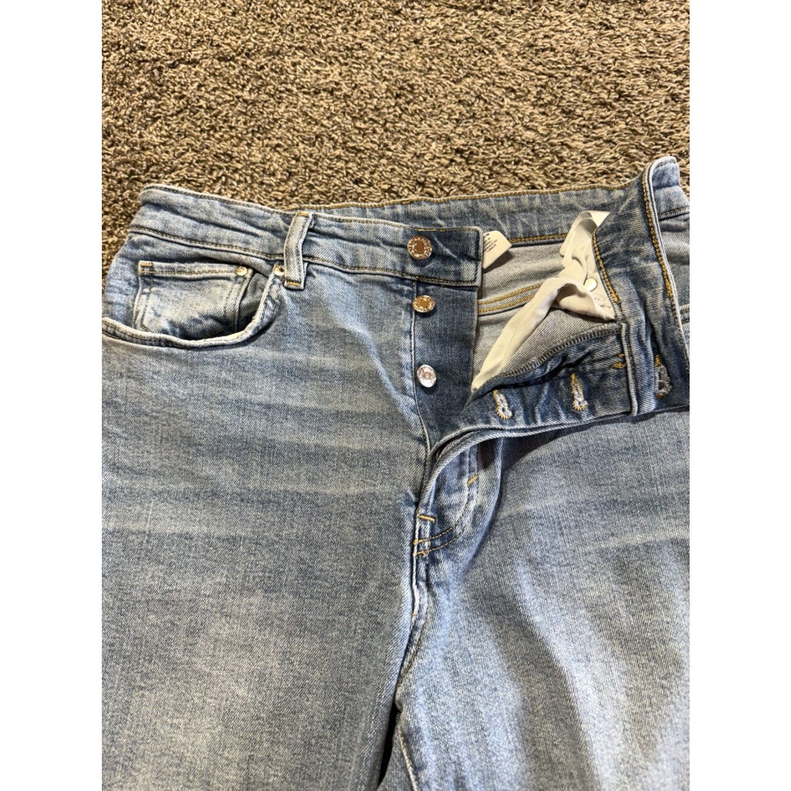 Denime &Denim Women's Jeans 8 Blue Distressed High Rise Ankle 28" Cotton Denim Flex Womens Distressed Jeans Size 30" / US 8 / IT 44 - 2 Thumbnail