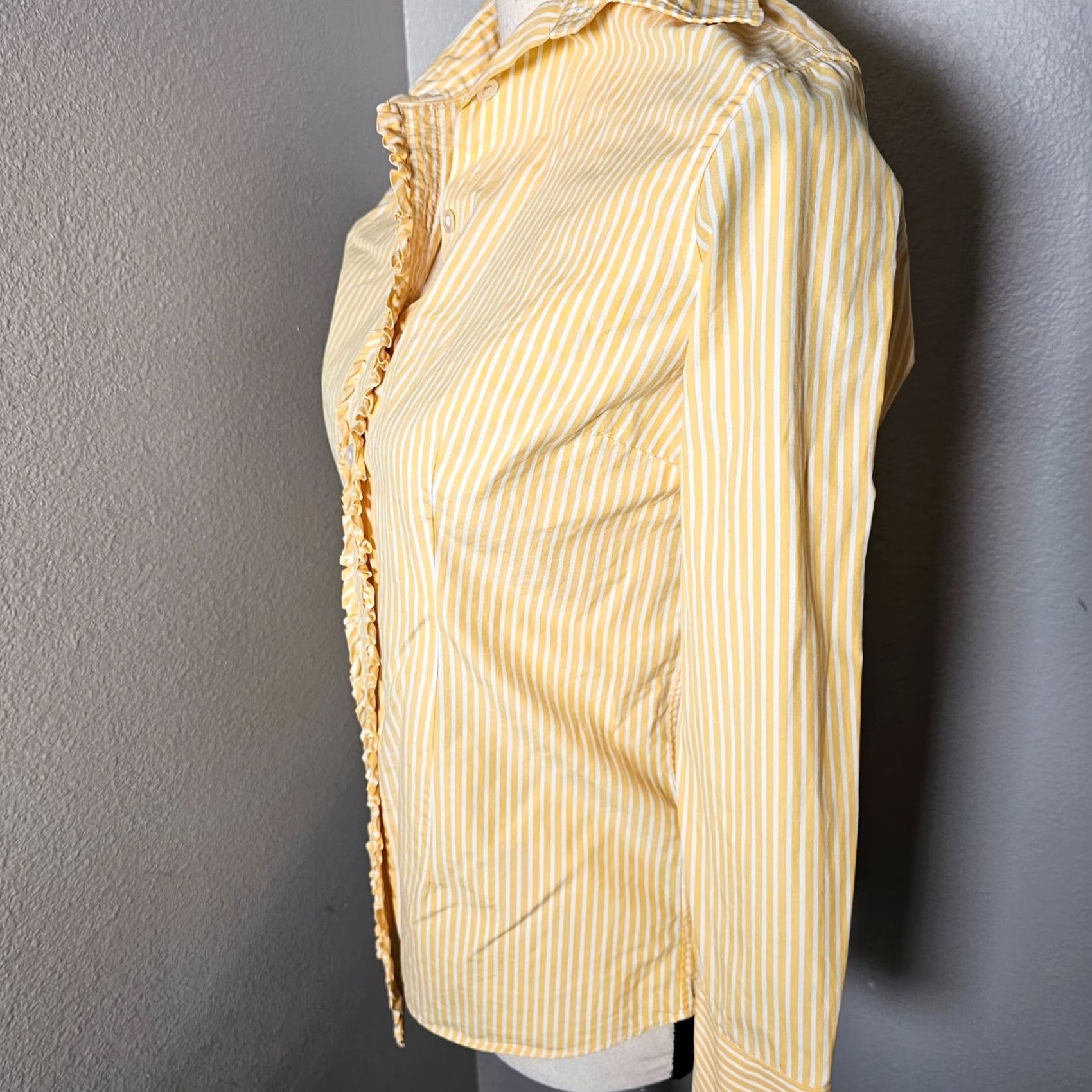 Lands' End VINTAGE Lands' End Button Up Blouse Orange Long Sleeve Women 4 Ruched Trim Casual Size S / US 4 / IT 40 - 2 Thumbnail