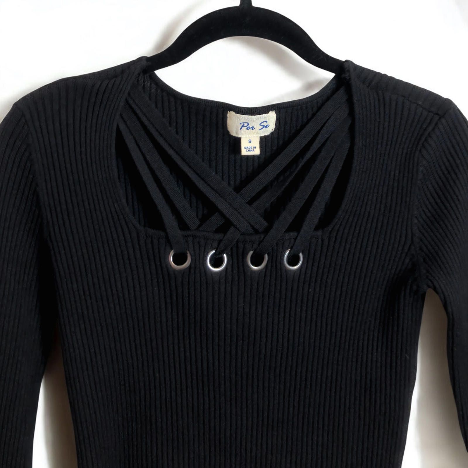 James Perse Chic Ribbed Black Crop Top with Unique Strap Detail Size S / US 4 / IT 40 - 3 Thumbnail